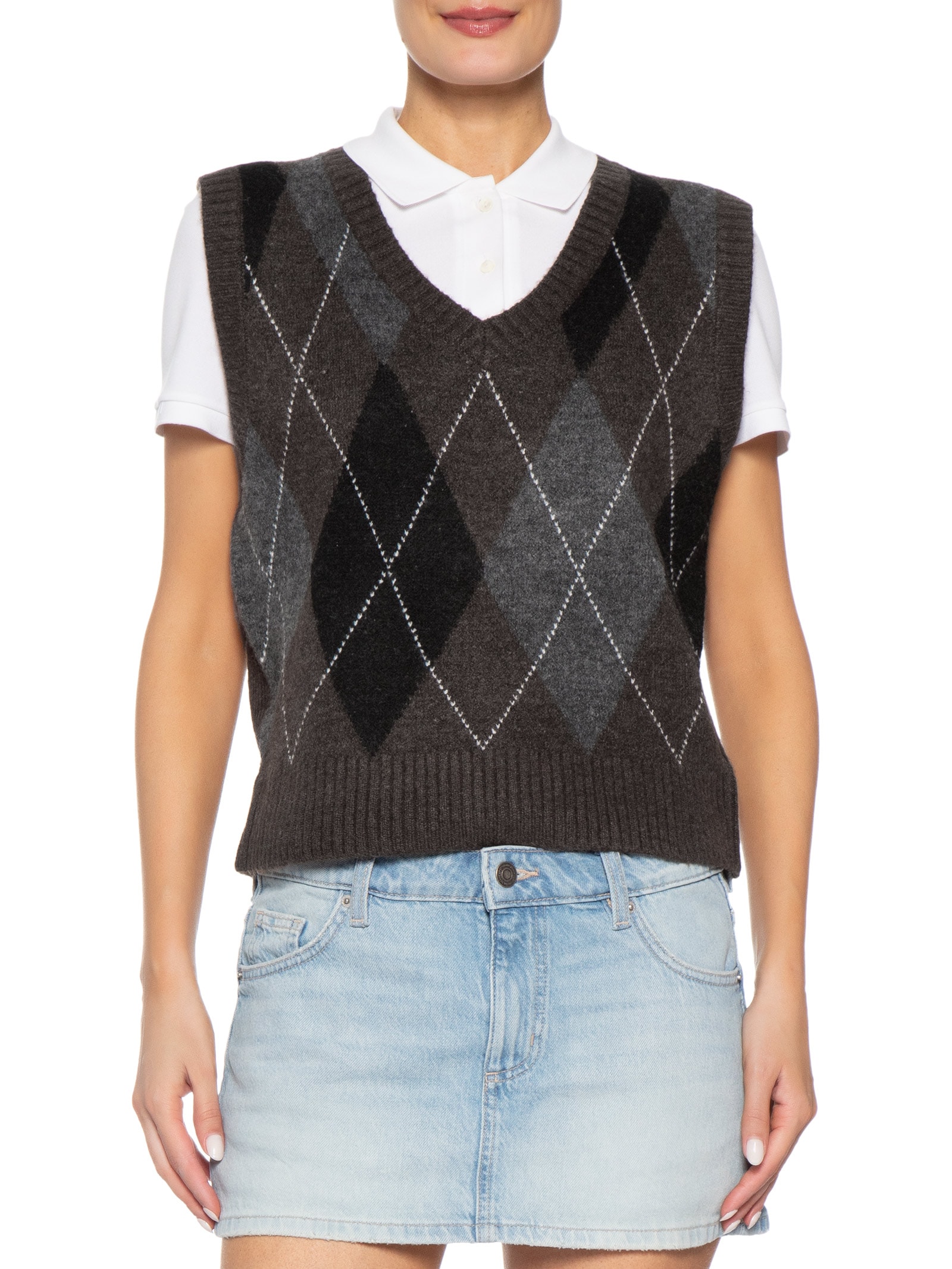 Colete Feminino V-Neck Slouch Marrom Cotton On