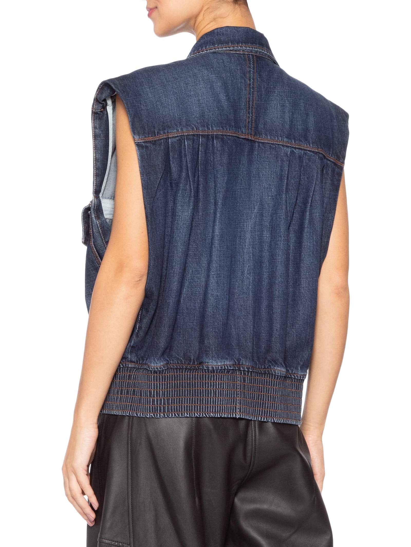 Colete Jeans Feminino Over Bolsos Azul Animale