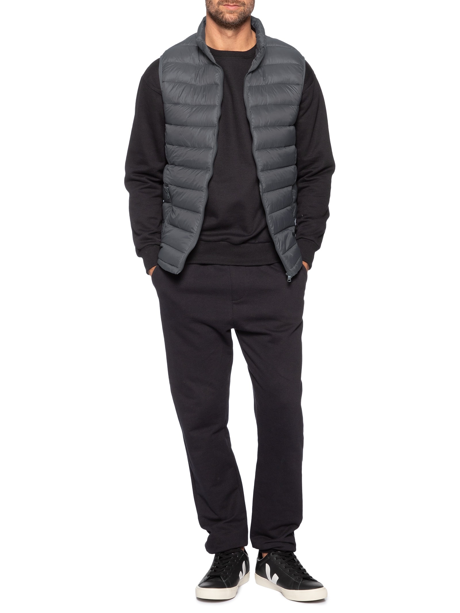 Colete Masculino Puffer Cinza Basiq Men