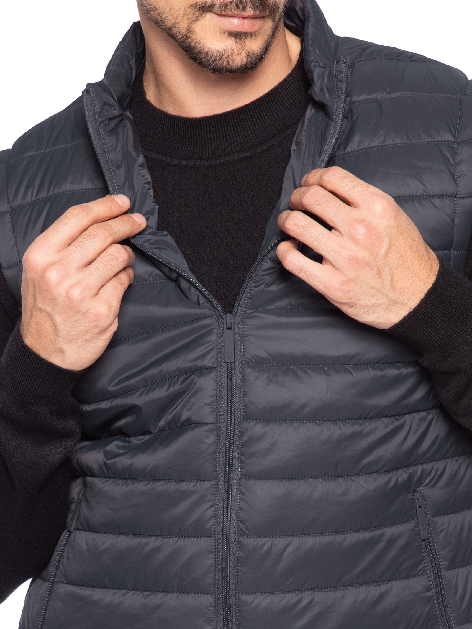 Colete Masculino Puffer Com Saquinho Cinza '2 Essential