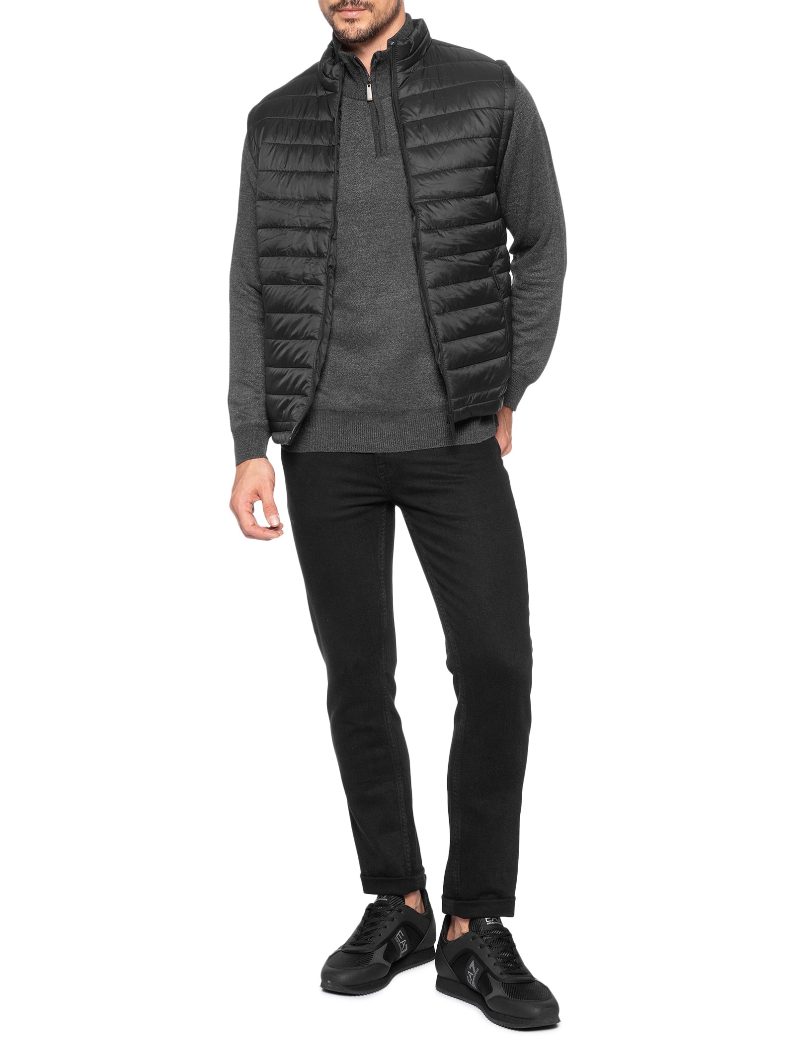 Colete Masculino Puffer Com Saquinho Preto '2 Essential