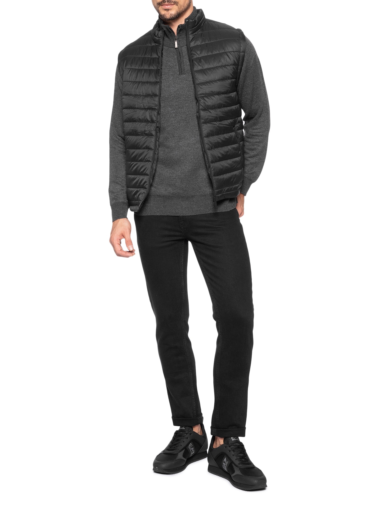 Colete Masculino Puffer Com Saquinho Preto '2 Essential
