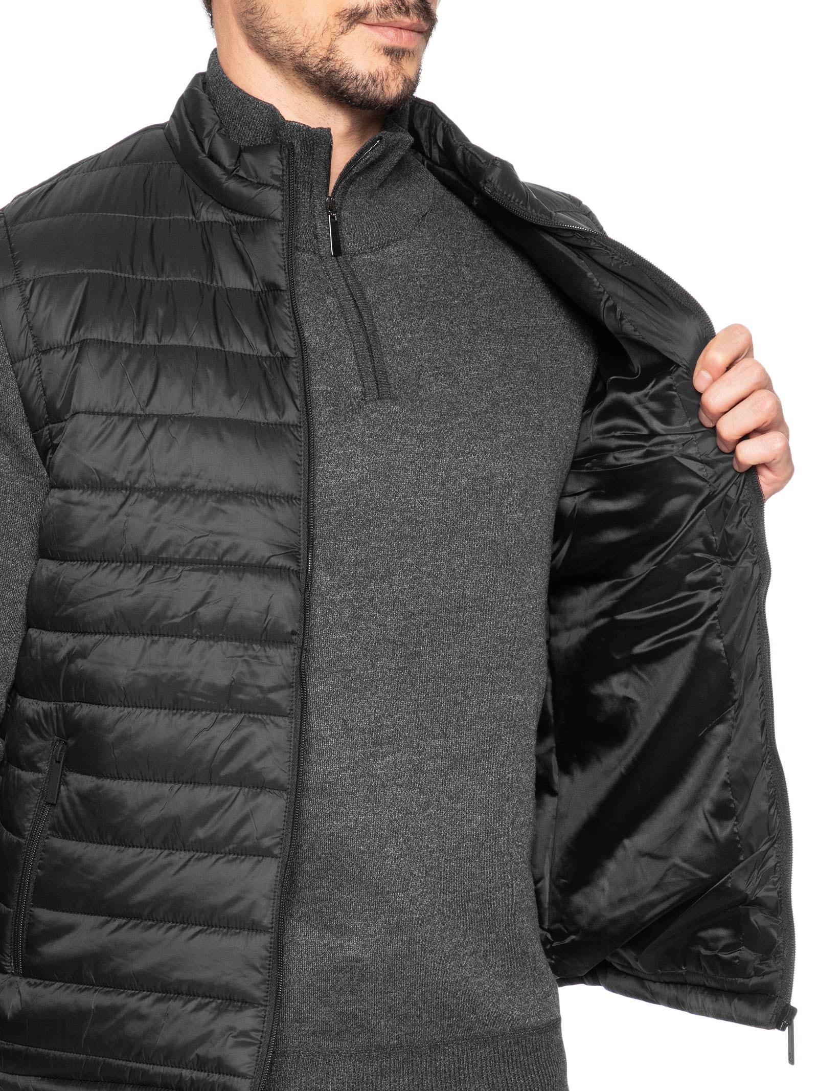 Colete Masculino Puffer Com Saquinho Preto '2 Essential