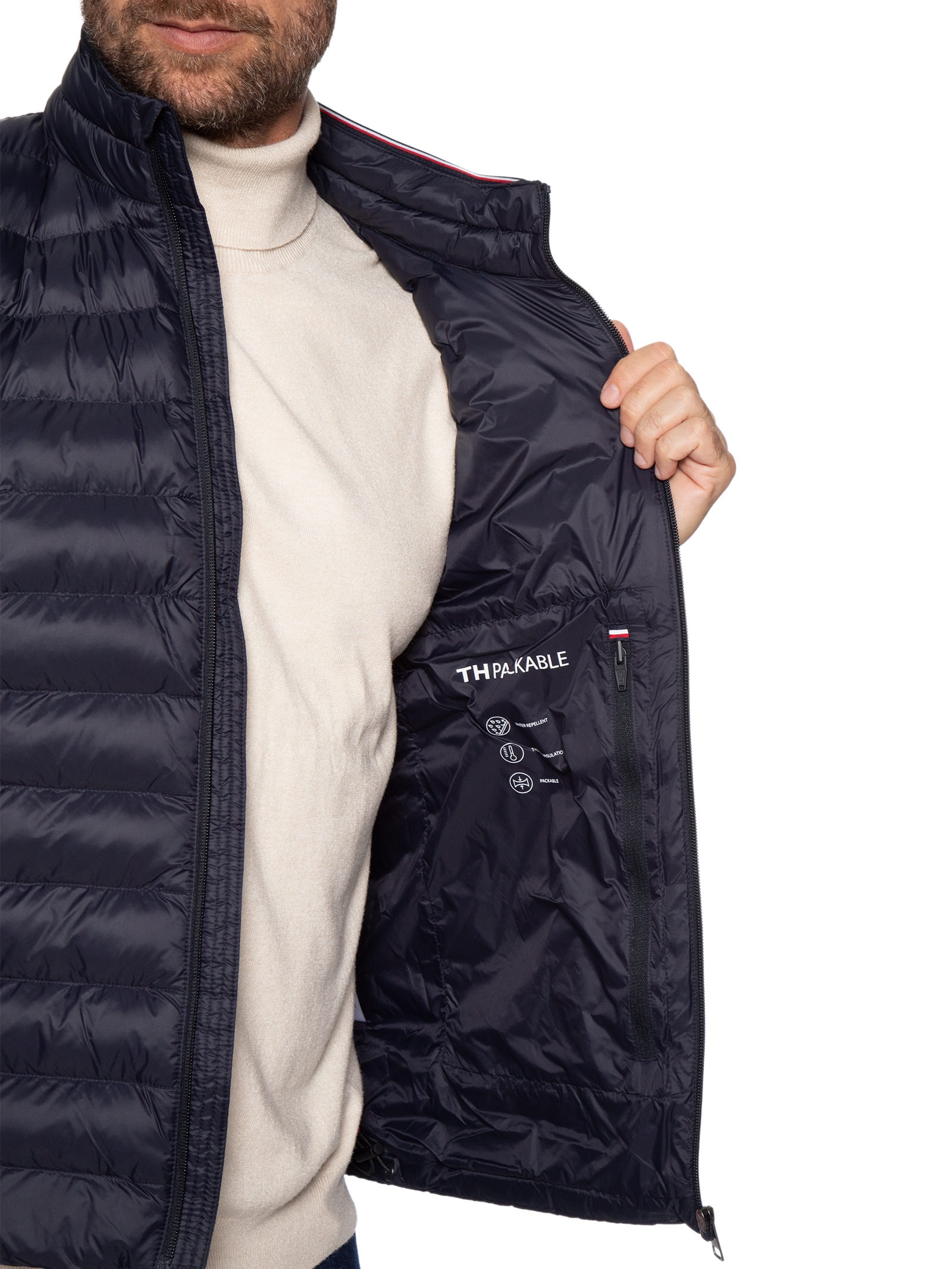 Colete Masculino Puffer Essential Logo No Peito Azul Tommy Hilfiger