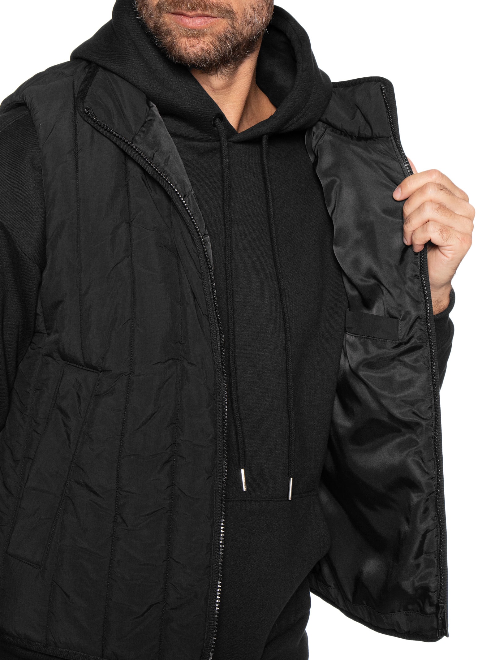 Colete Masculino Puffer Vertical Quilting Breno Preto Hugo