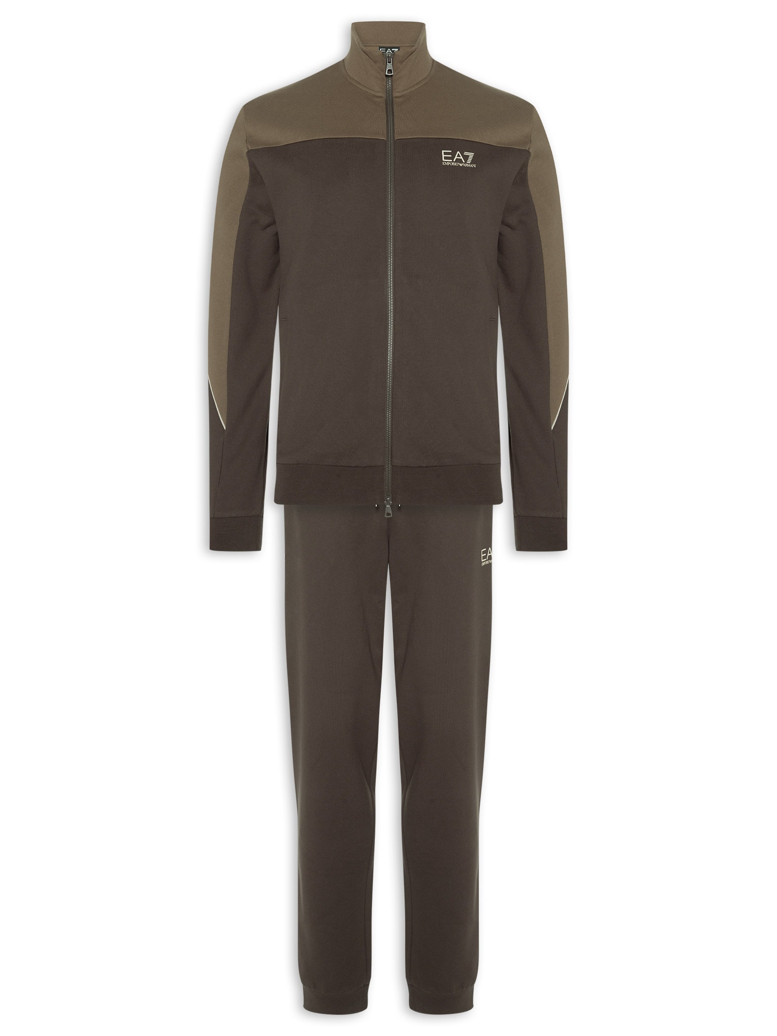 Conjunto Agasalho Masculino Train Athletic Color Block Marrom Ea7 Emporio Armani
