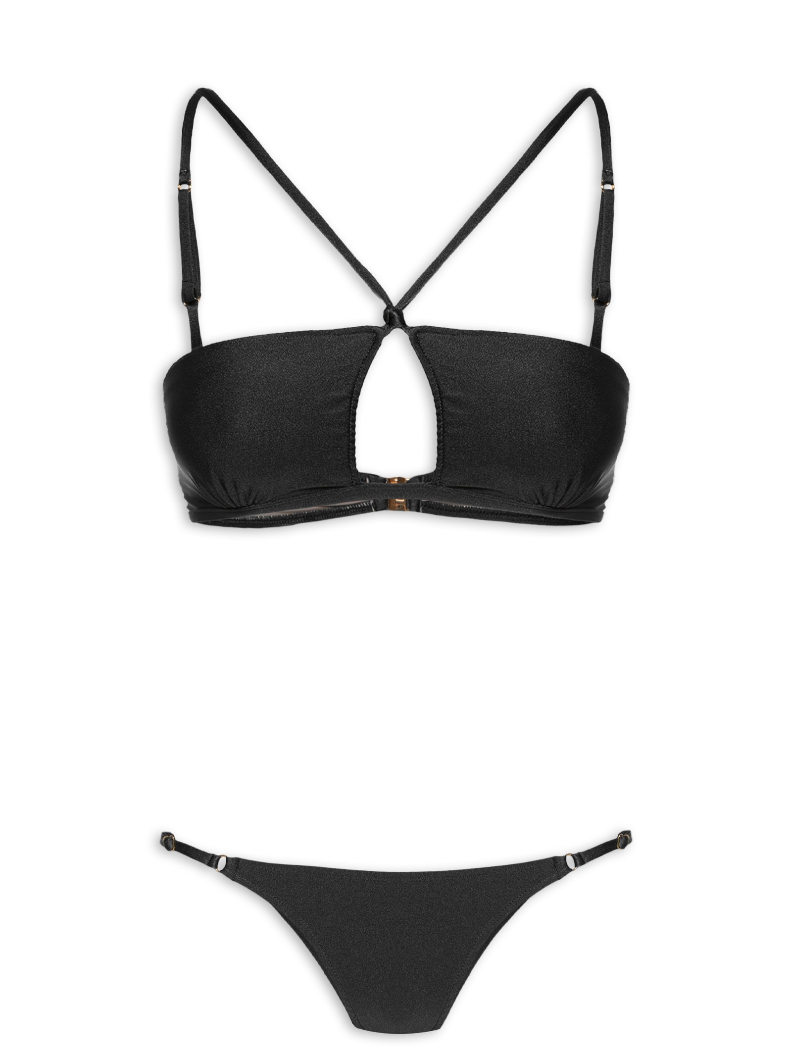 Conjunto Biquíni Top Decote Halter E Calcinha String Preto '2Essential