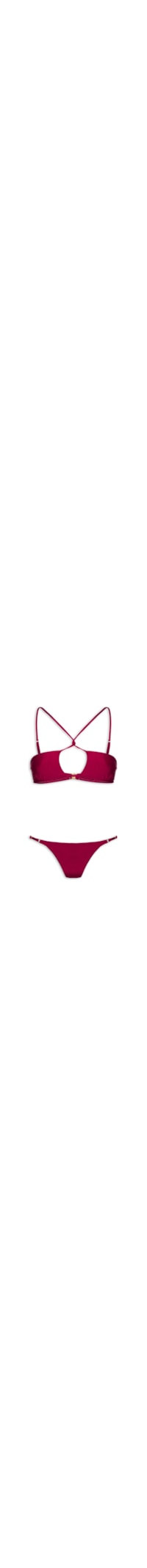 Conjunto Biquíni Top Decote Halter E Calcinha String - Vermelho