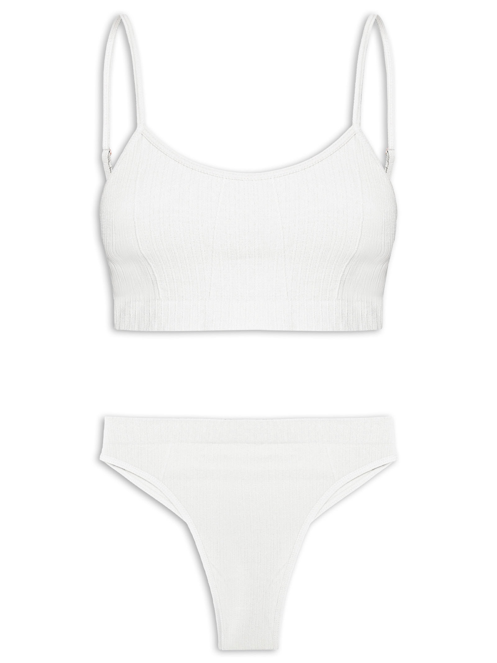Conjunto Calcinha E Sutiã Comfy Texturizado Off White Basiq