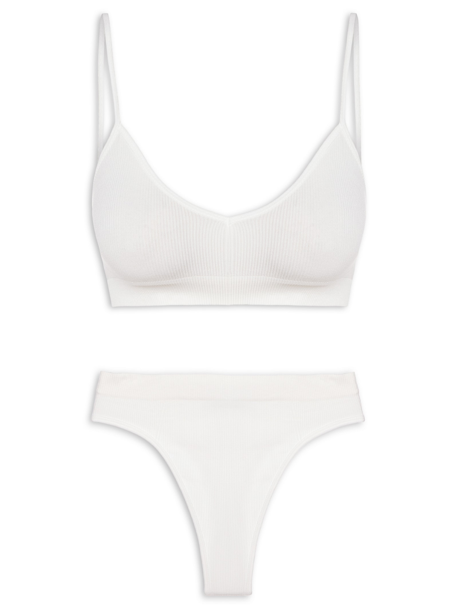 Conjunto Calcinha E Sutiã Comfy Texturizado Off White Basiq