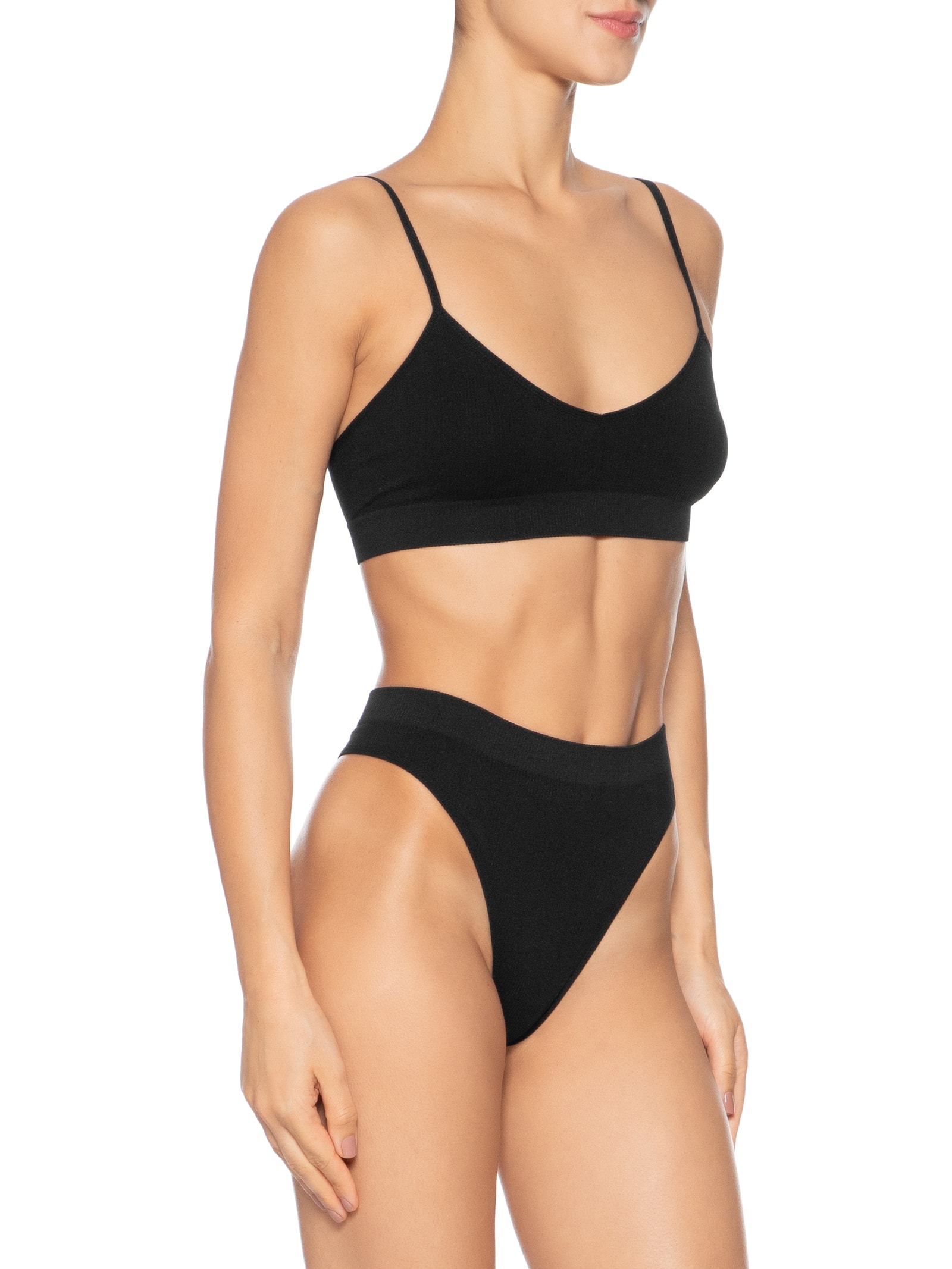 Conjunto Calcinha E Sutiã Comfy Texturizado Preto Basiq