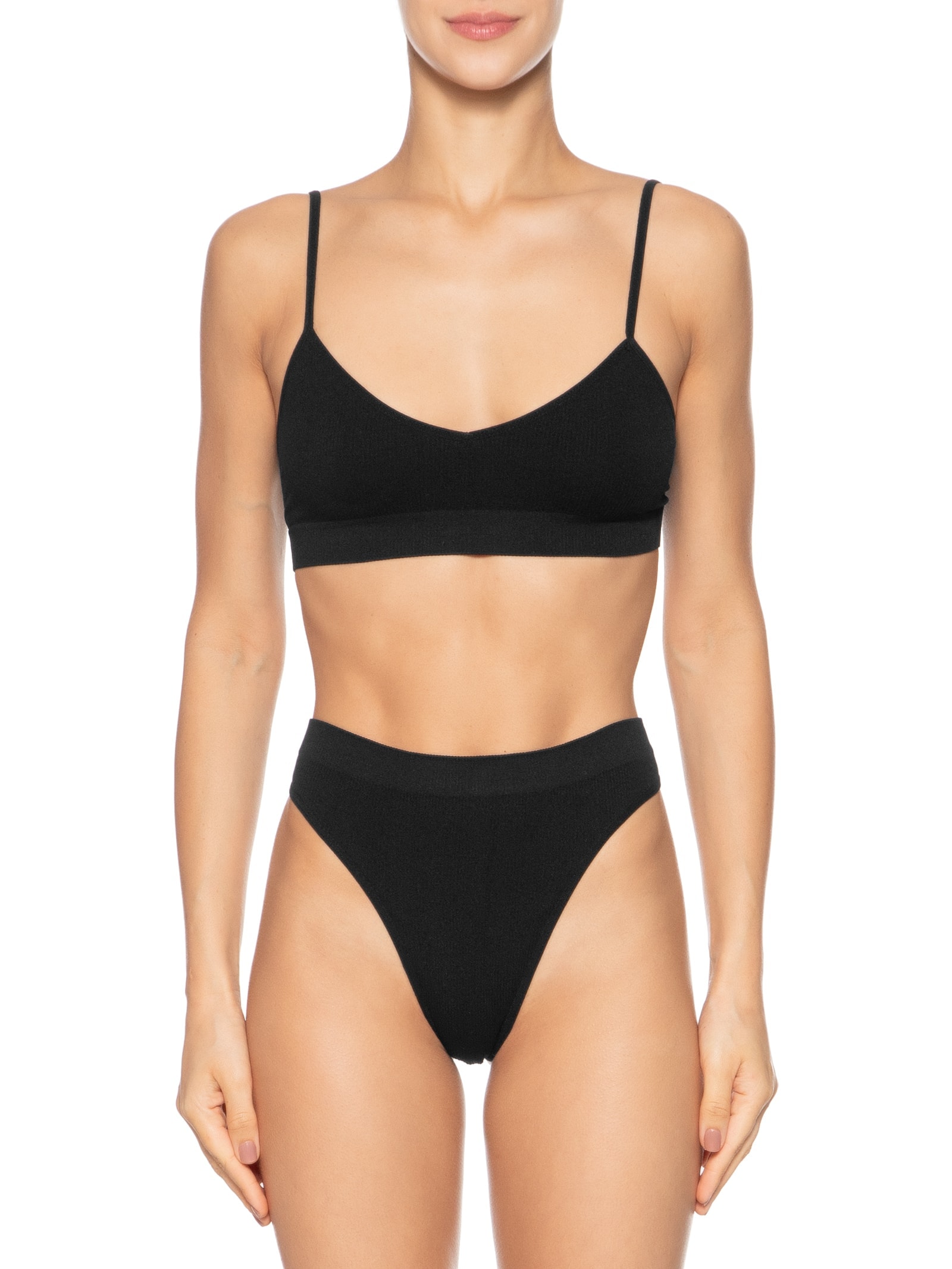 Conjunto Calcinha E Sutiã Comfy Texturizado Preto Basiq