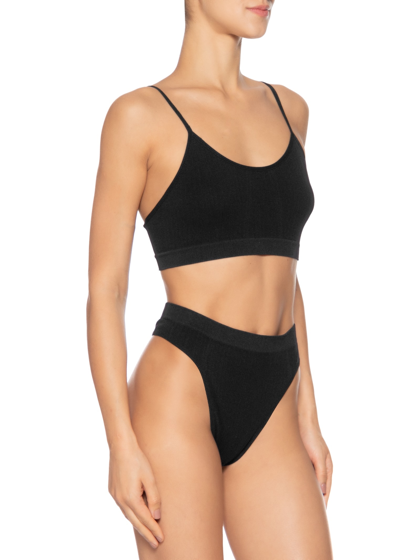 Conjunto Calcinha E Sutiã Comfy Texturizado Preto Basiq