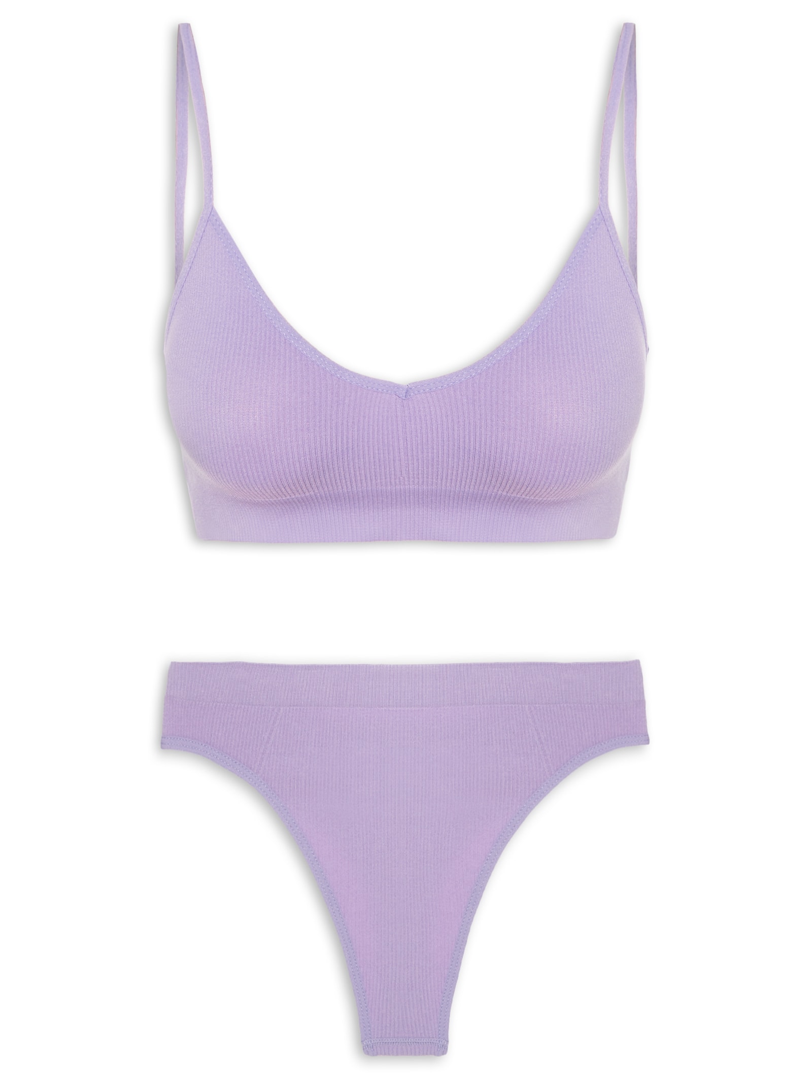 Conjunto Calcinha E Sutiã Comfy Texturizado Roxo Basiq