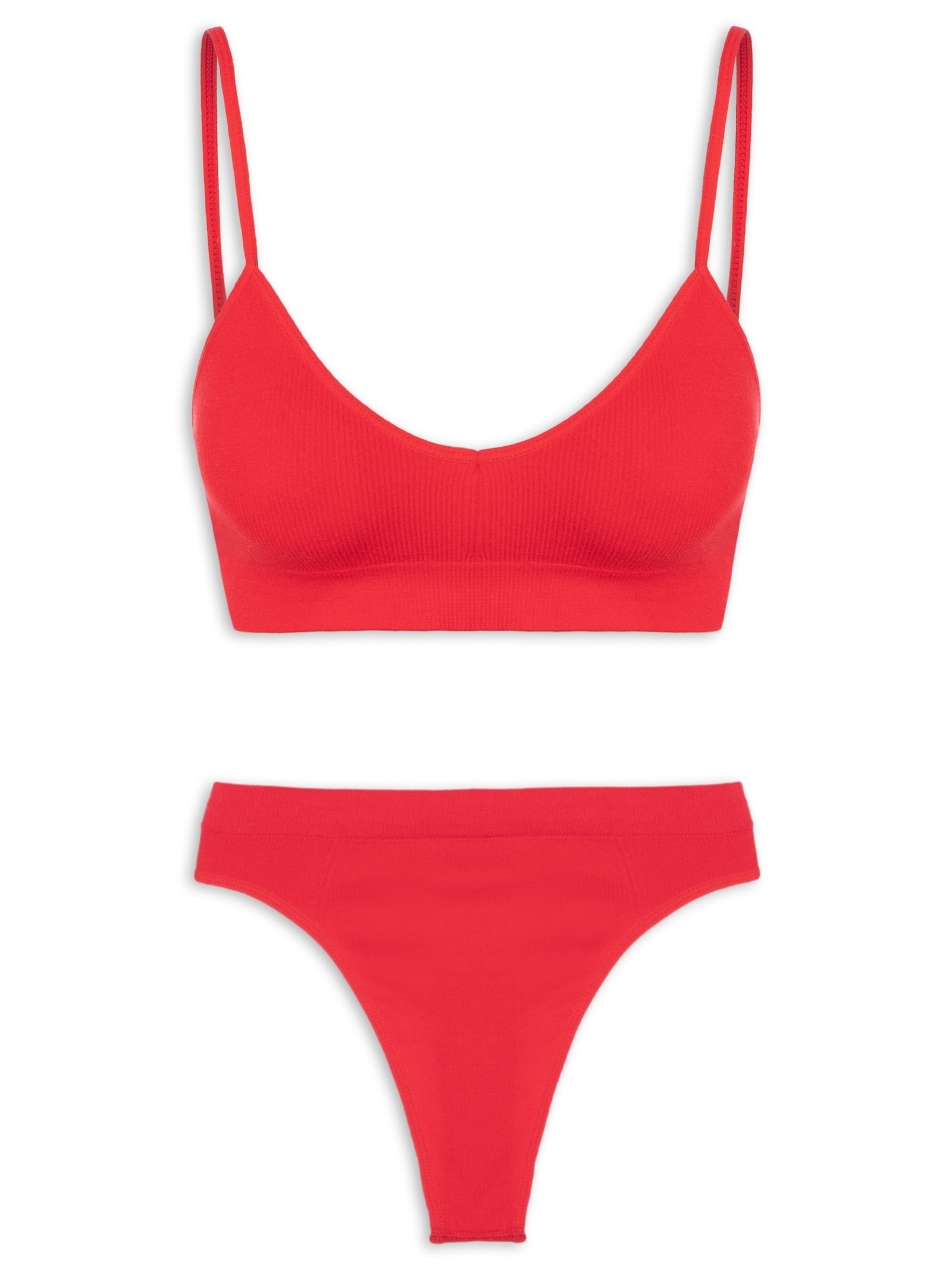 Conjunto Calcinha E Sutiã Comfy Texturizado Vermelho Basiq