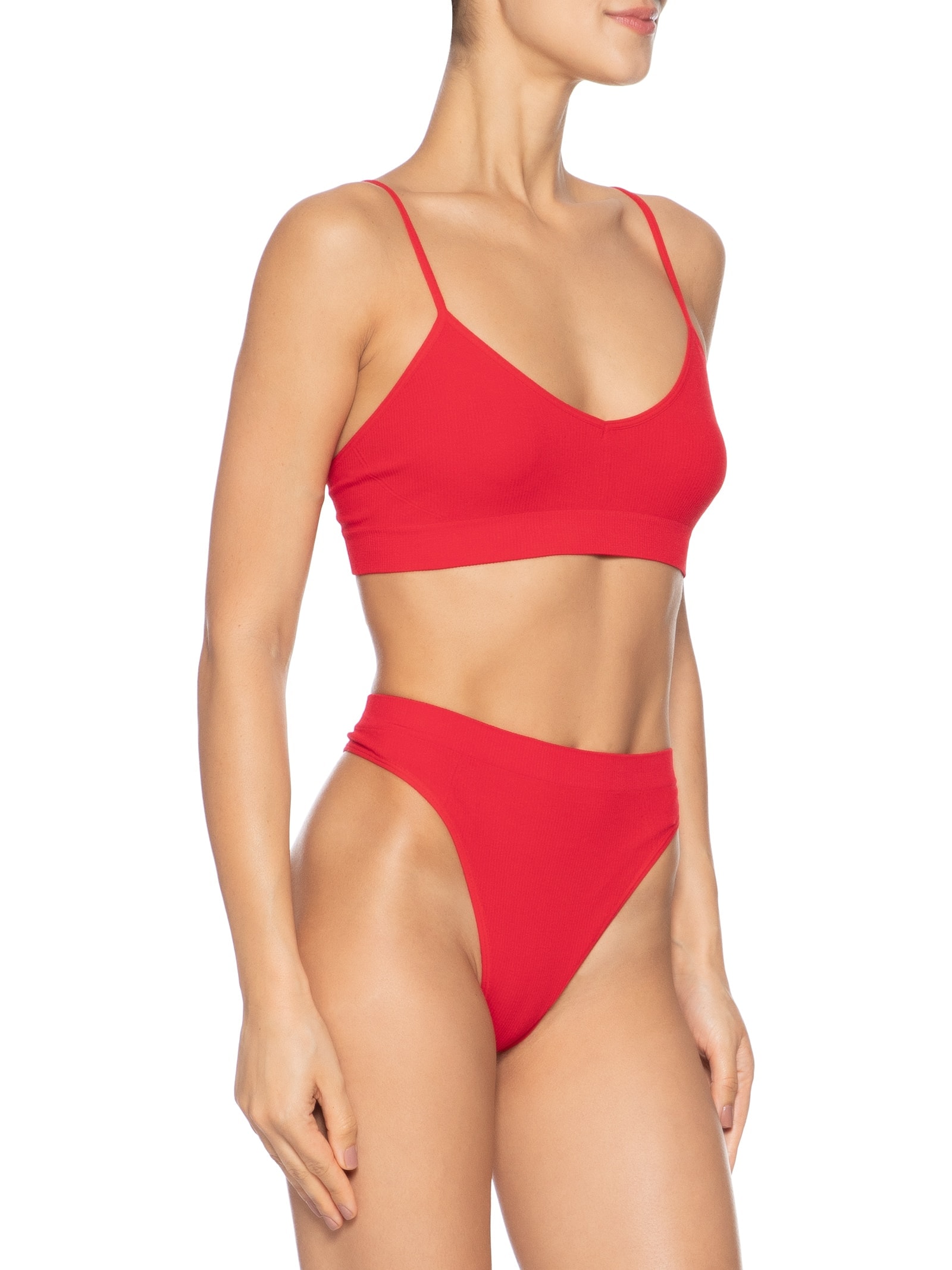 Conjunto Calcinha E Sutiã Comfy Texturizado Vermelho Basiq