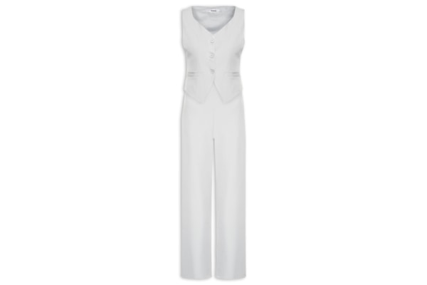 Conjunto Feminino Alfaiataria Colete Com Calça - Cinza