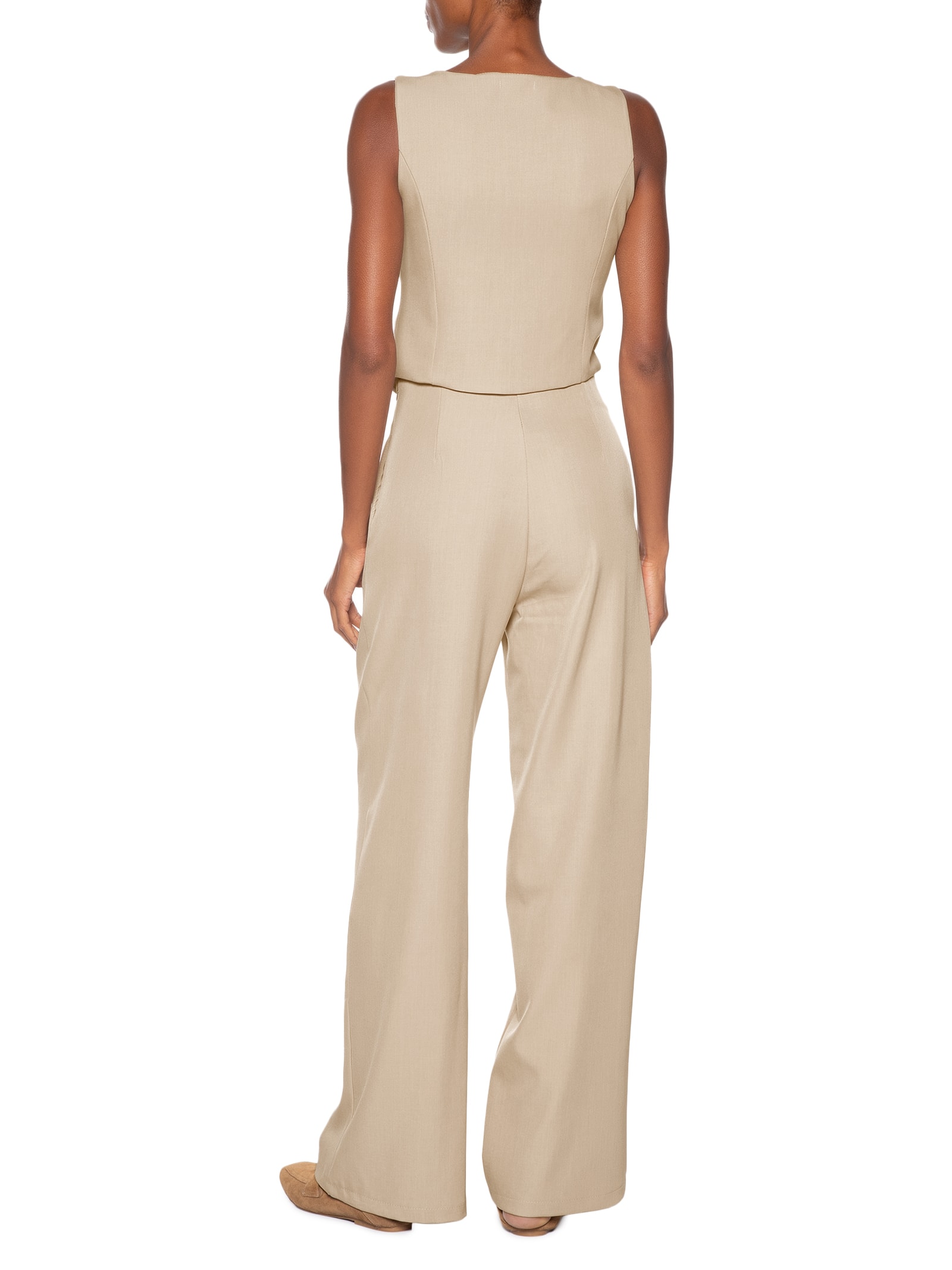 Conjunto Feminino Alfaiataria Colete Com Calça Marrom Basiq