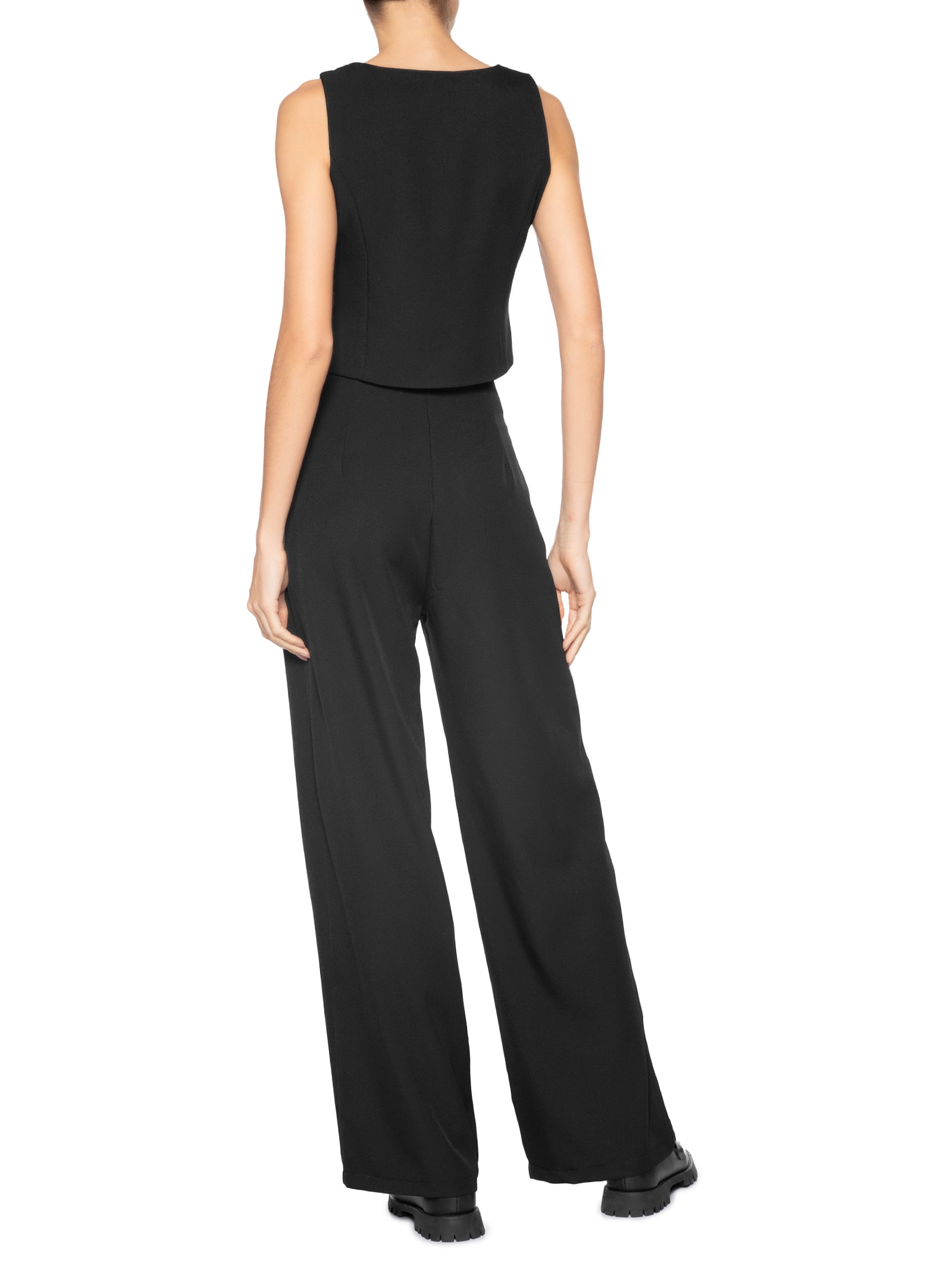 Conjunto Feminino Alfaiataria Colete Com Calça Preto Basiq