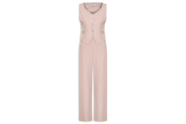 Conjunto Feminino Alfaiataria Colete Com Calça - Rosa