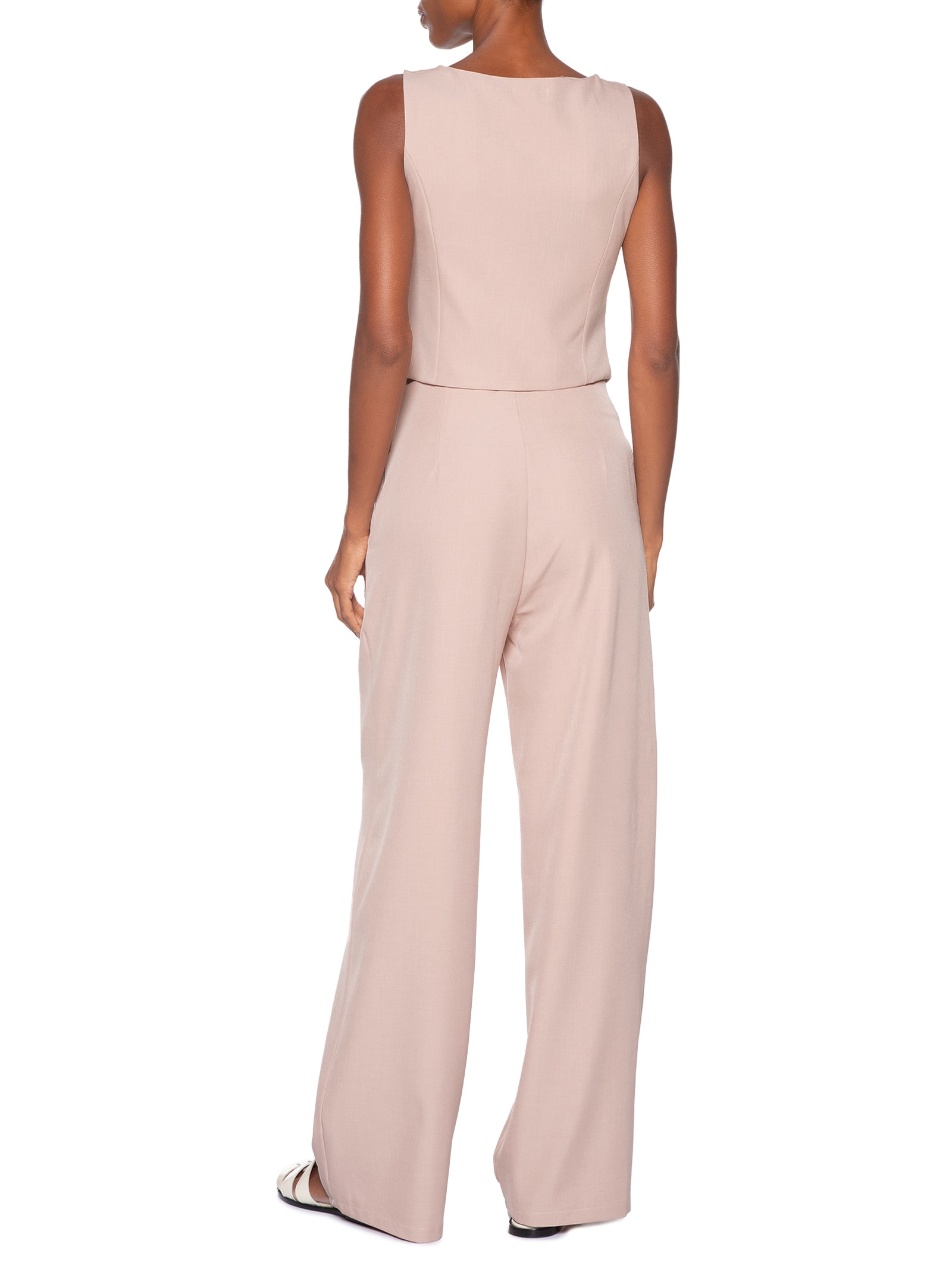 Conjunto Feminino Alfaiataria Colete Com Calça Rosa Basiq