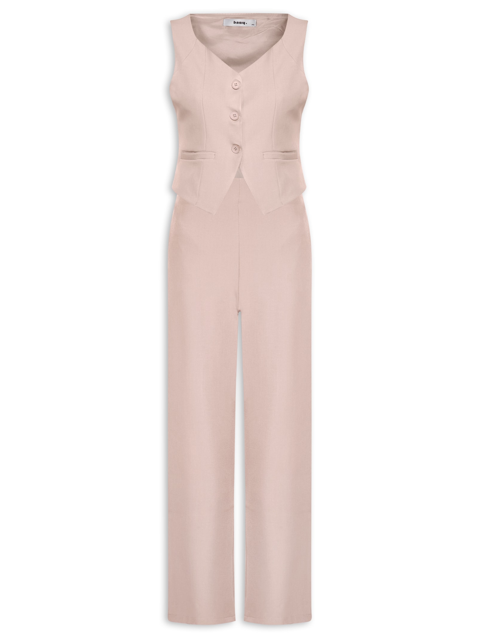 Conjunto Feminino Alfaiataria Colete Com Calça Rosa Basiq