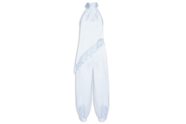 Conjunto Feminino Assimétrico com Detalhes em Renda - Azul