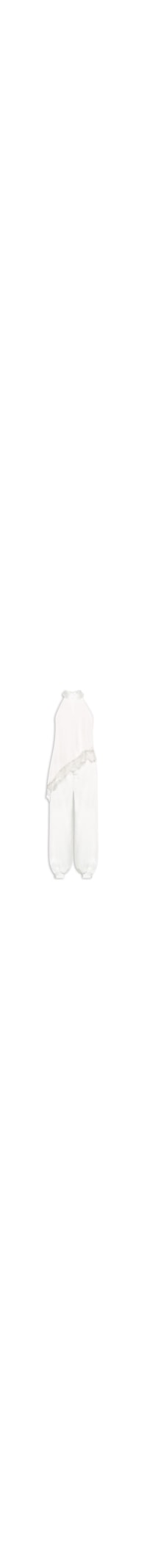 Conjunto Feminino Assimétrico com Detalhes em Renda - Off White