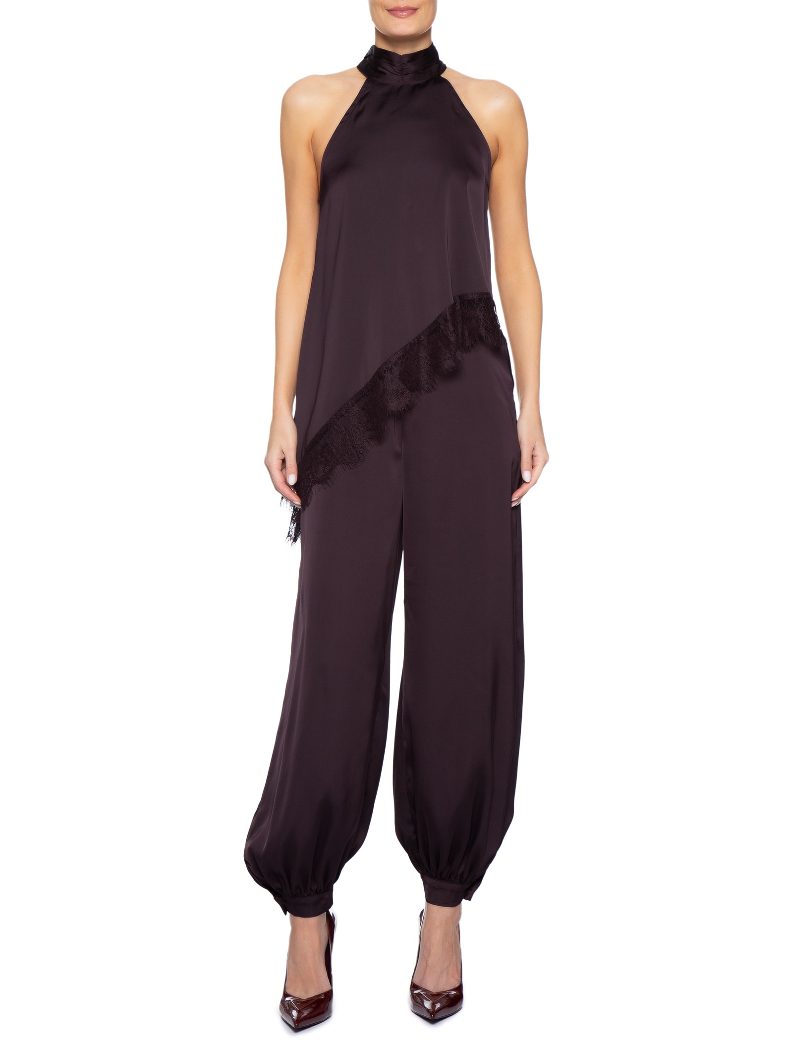 Conjunto Feminino Assimétrico com Detalhes em Renda Roxo Market 33