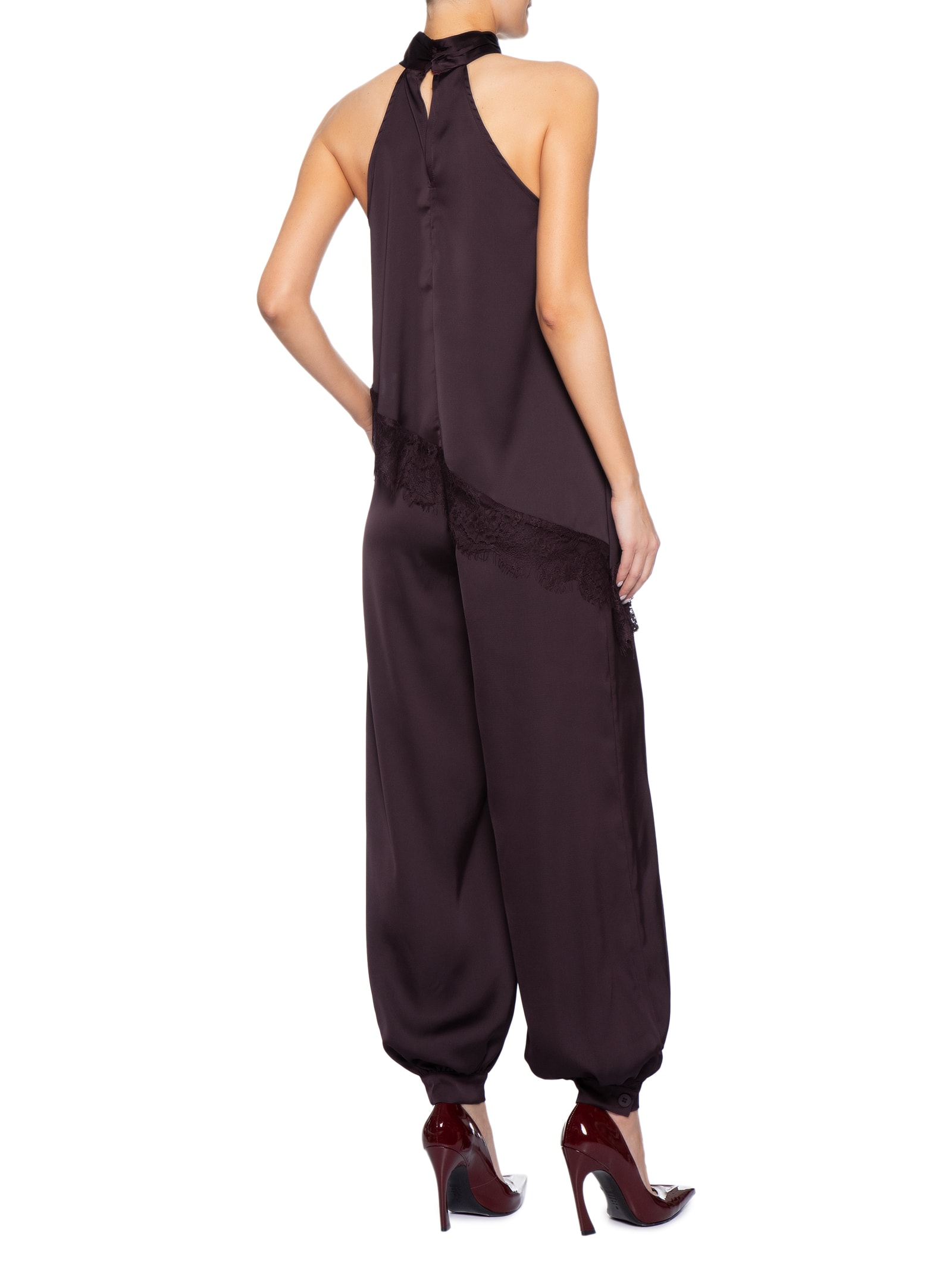 Conjunto Feminino Assimétrico com Detalhes em Renda Roxo Market 33