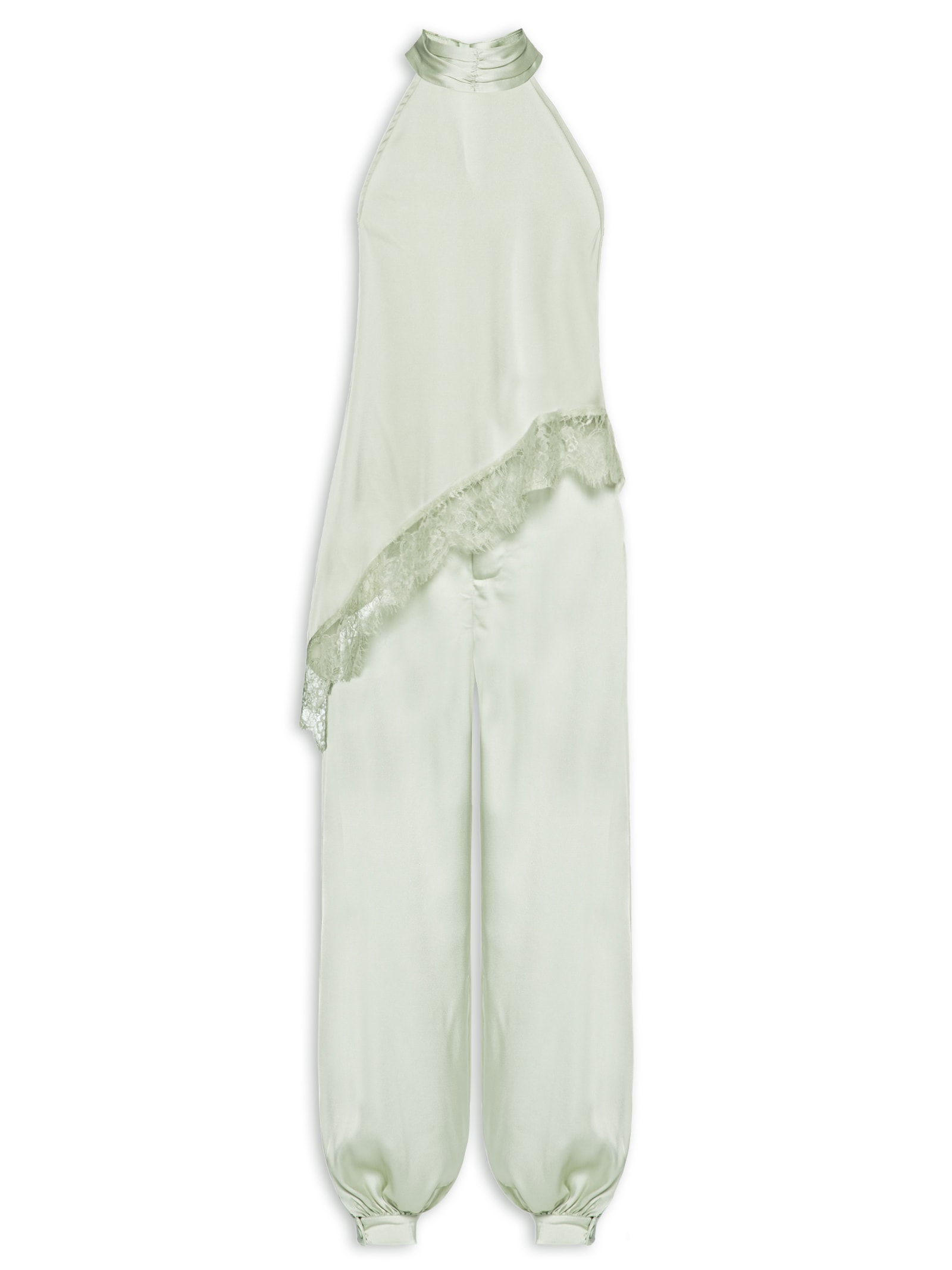 Conjunto Feminino Assimétrico com Detalhes em Renda Verde Market 33