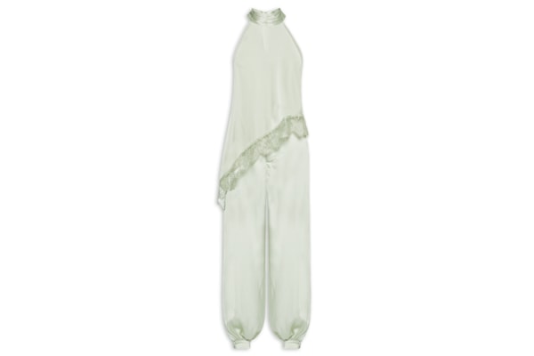 Conjunto Feminino Assimétrico com Detalhes em Renda - Verde