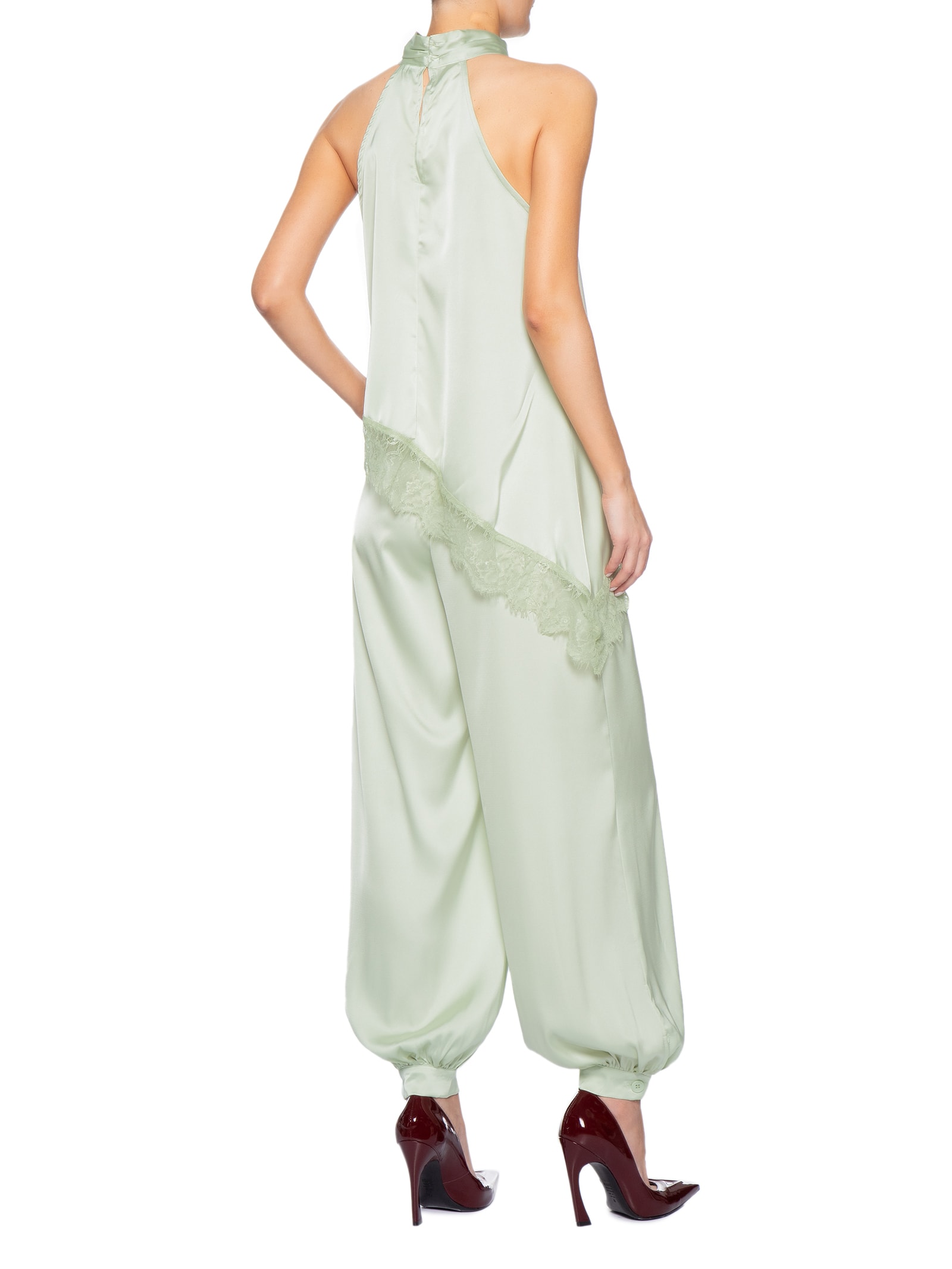 Conjunto Feminino Assimétrico com Detalhes em Renda Verde Market 33