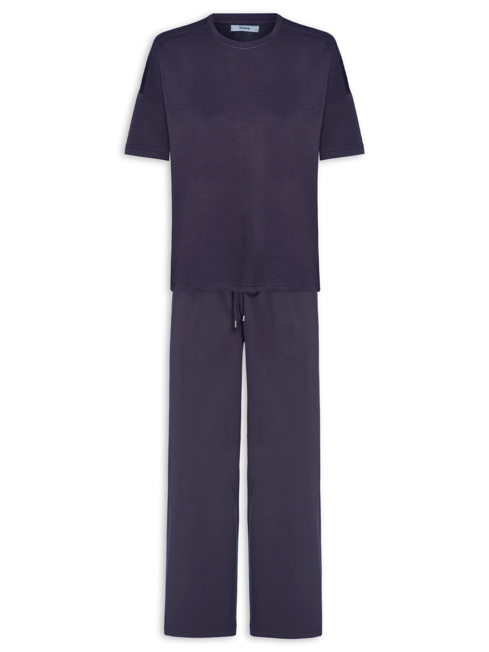 Conjunto Feminino Básico Em Malha Azul Basiq