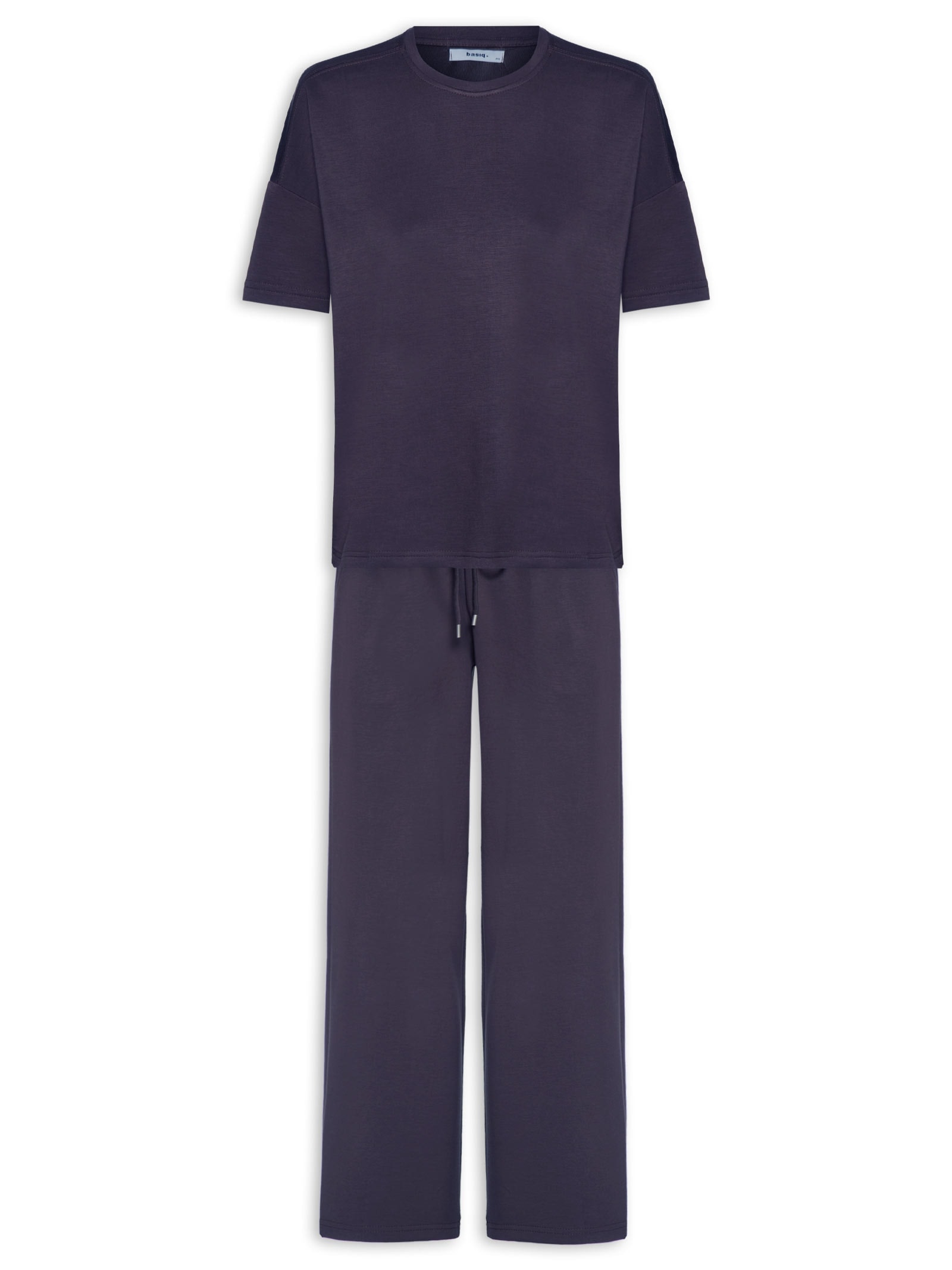 Conjunto Feminino Básico Em Malha Azul Basiq