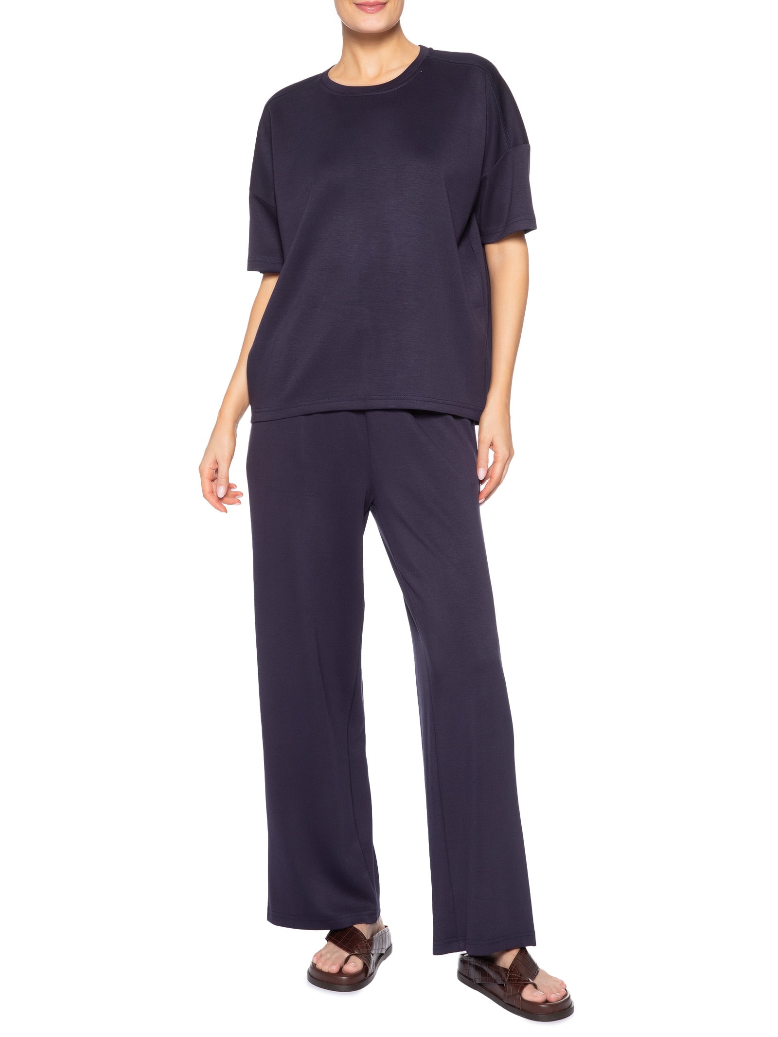 Conjunto Feminino Básico Em Malha Azul Basiq