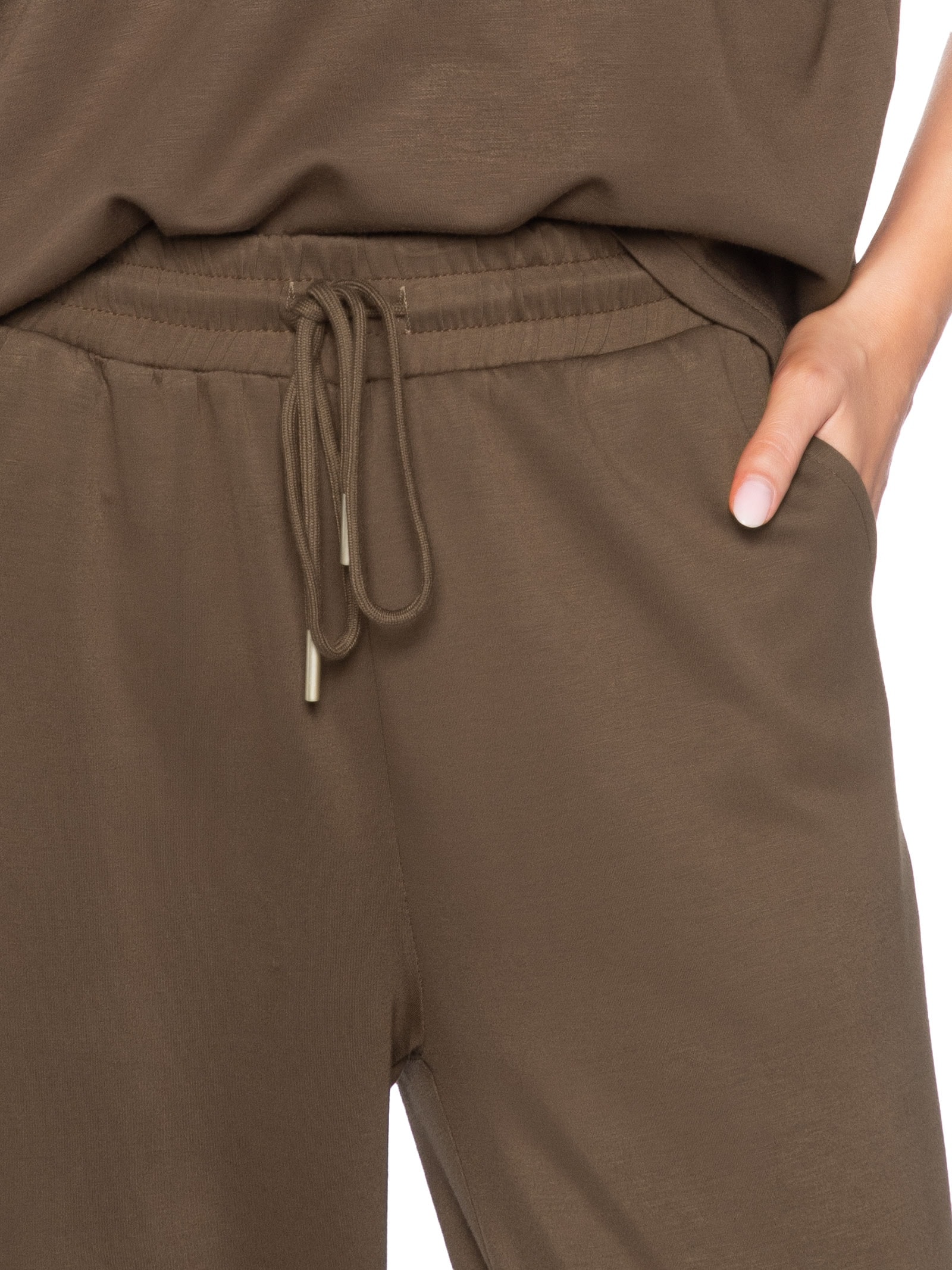 Conjunto Feminino Básico Em Malha Marrom Basiq