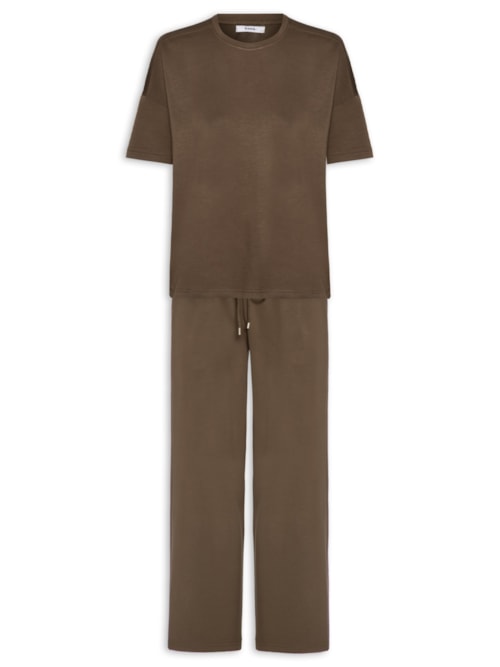 Conjunto Feminino Básico Em Malha - Marrom