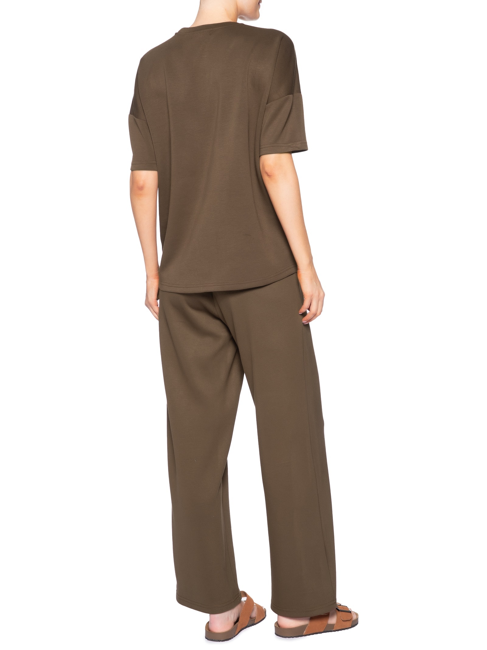 Conjunto Feminino Básico Em Malha Marrom Basiq