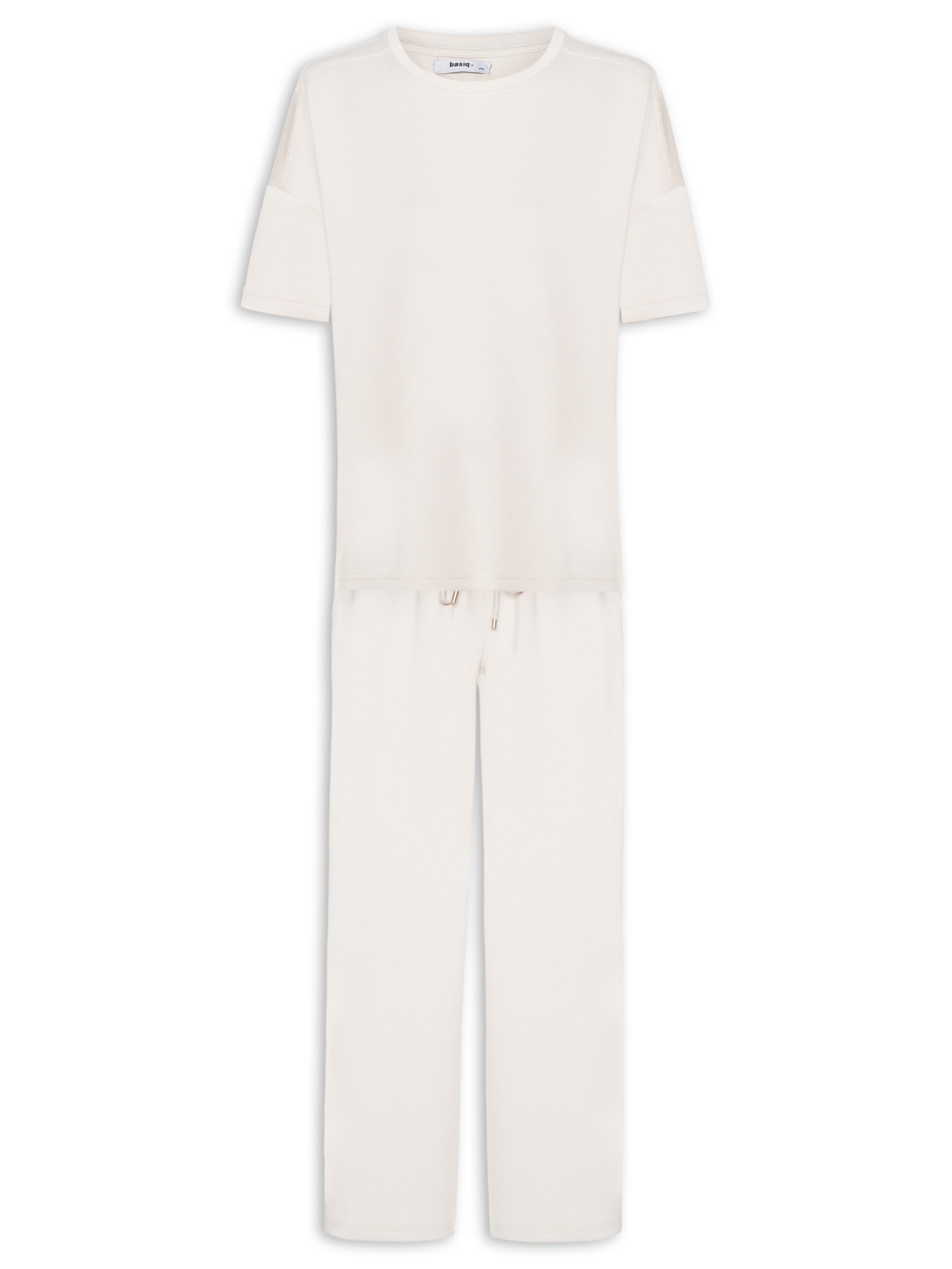 Conjunto Feminino Básico Em Malha Off White Basiq