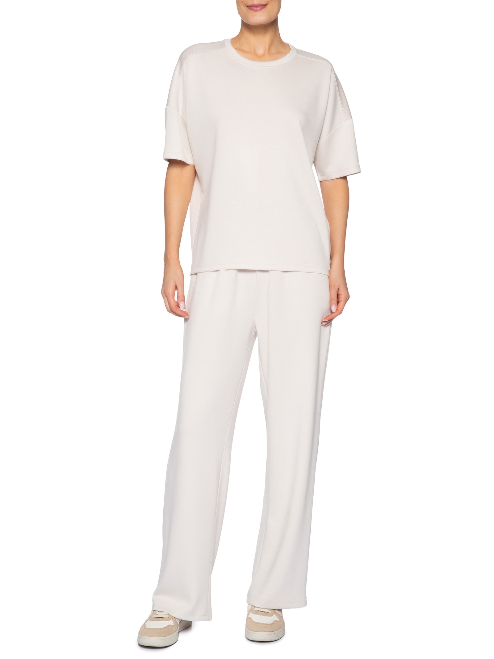 Conjunto Feminino Básico Em Malha Off White Basiq