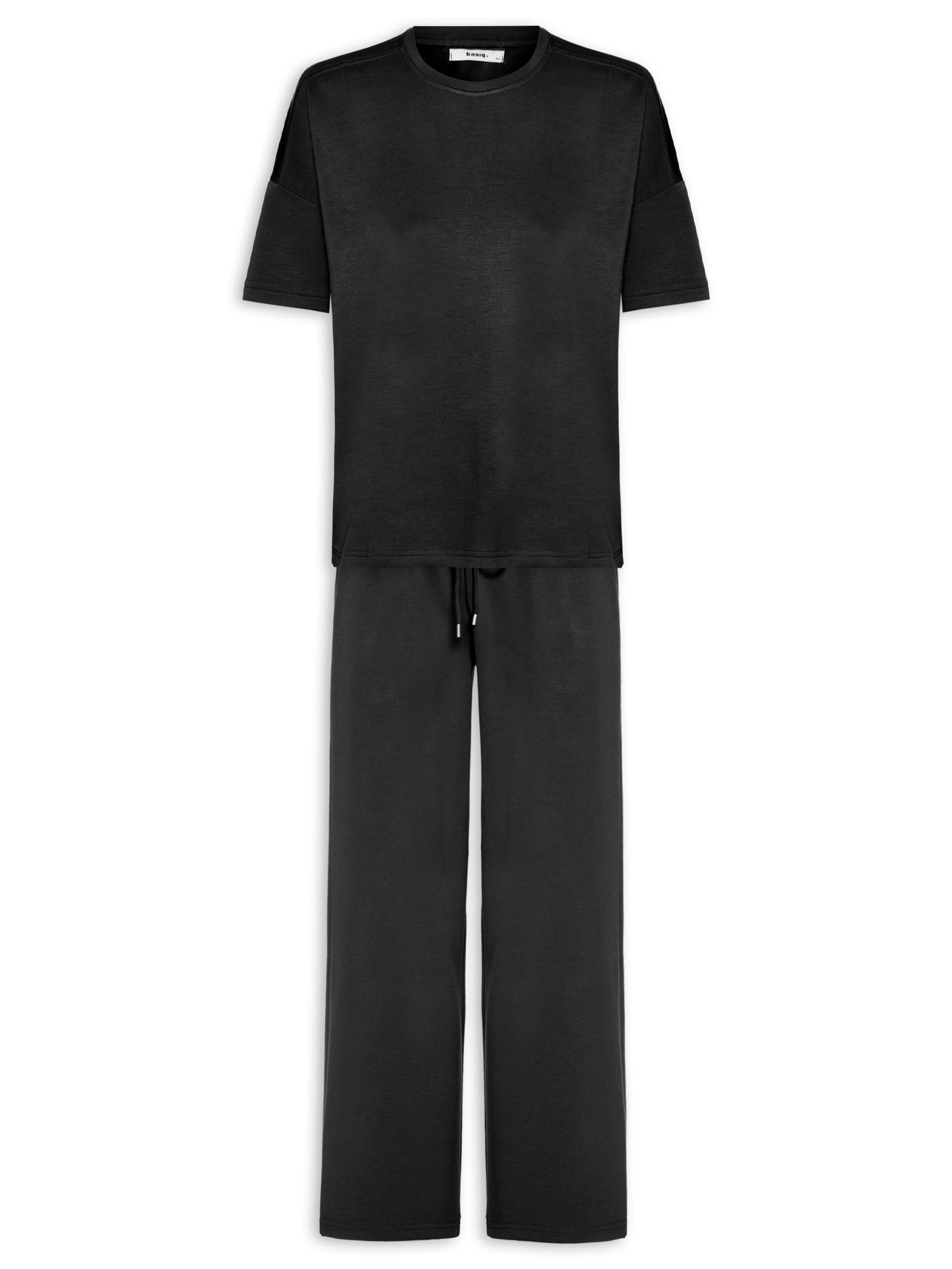 Conjunto Feminino Básico Em Malha Preto Basiq