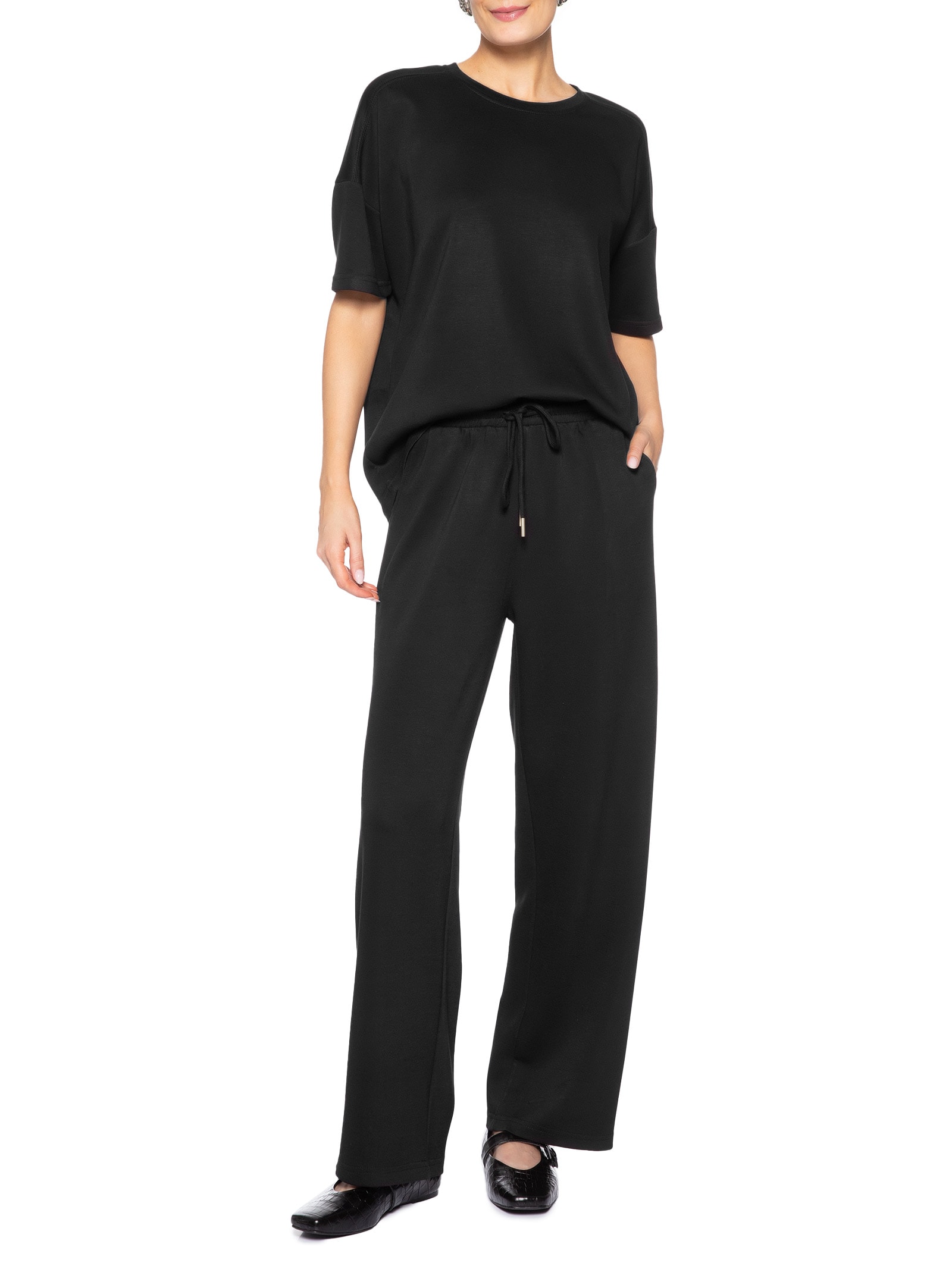 Conjunto Feminino Básico Em Malha Preto Basiq