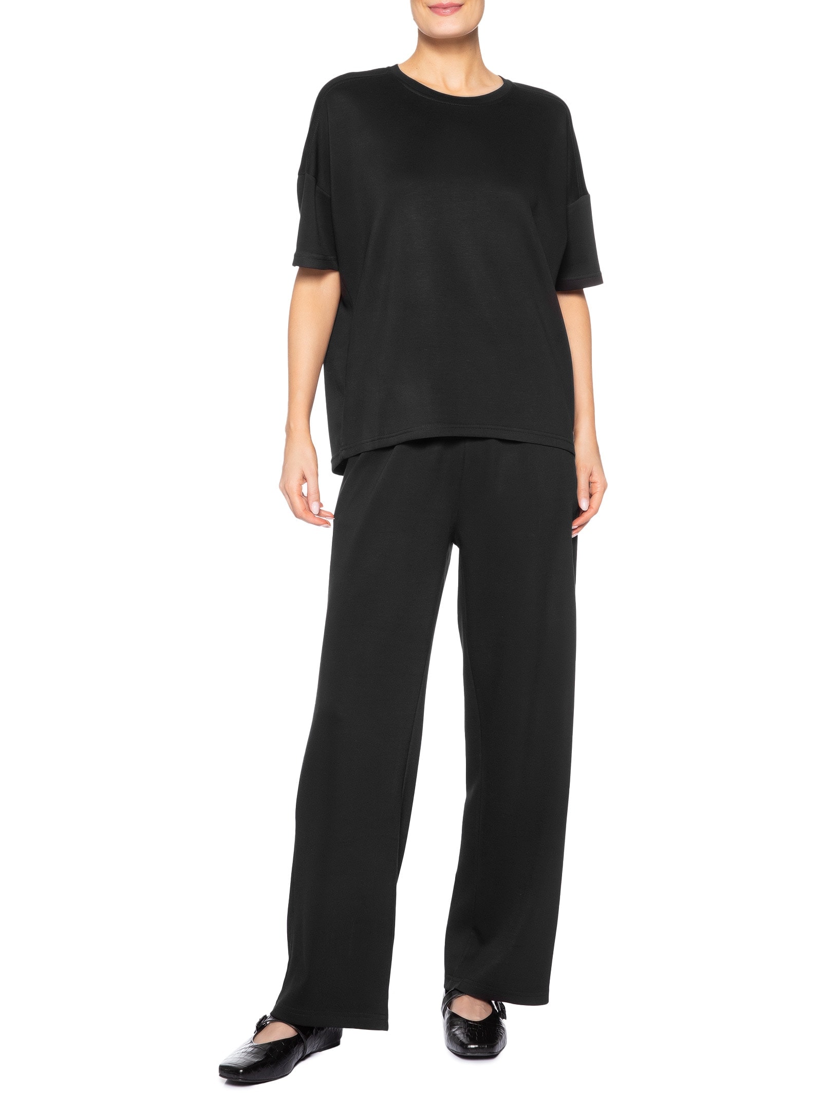 Conjunto Feminino Básico Em Malha Preto Basiq