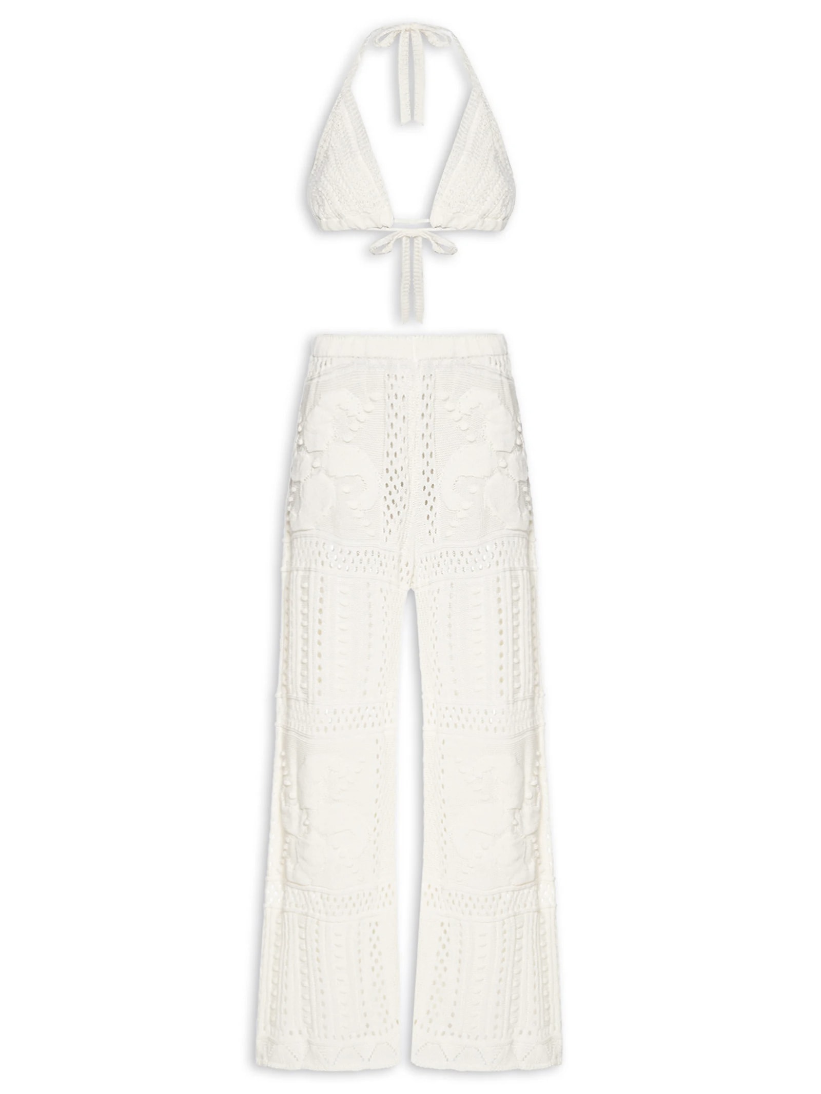 Conjunto Feminino Beachwear Em Tricot Off White Mktbeach