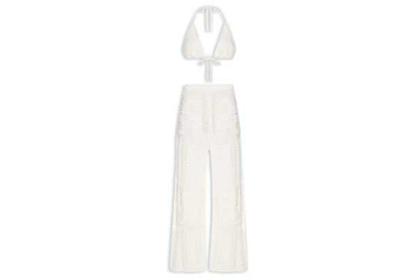Conjunto Feminino Beachwear Em Tricot - Off White