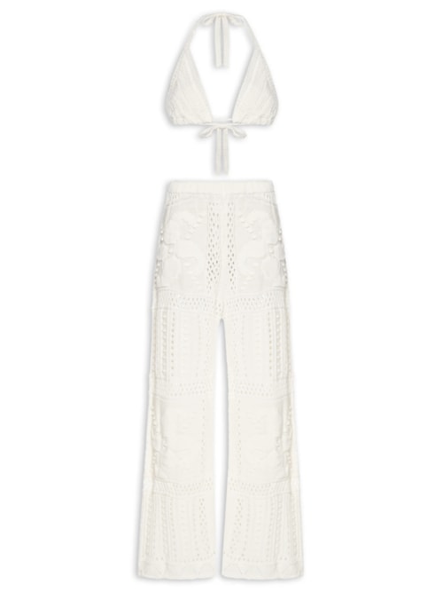 Conjunto Feminino Beachwear Em Tricot – Off White