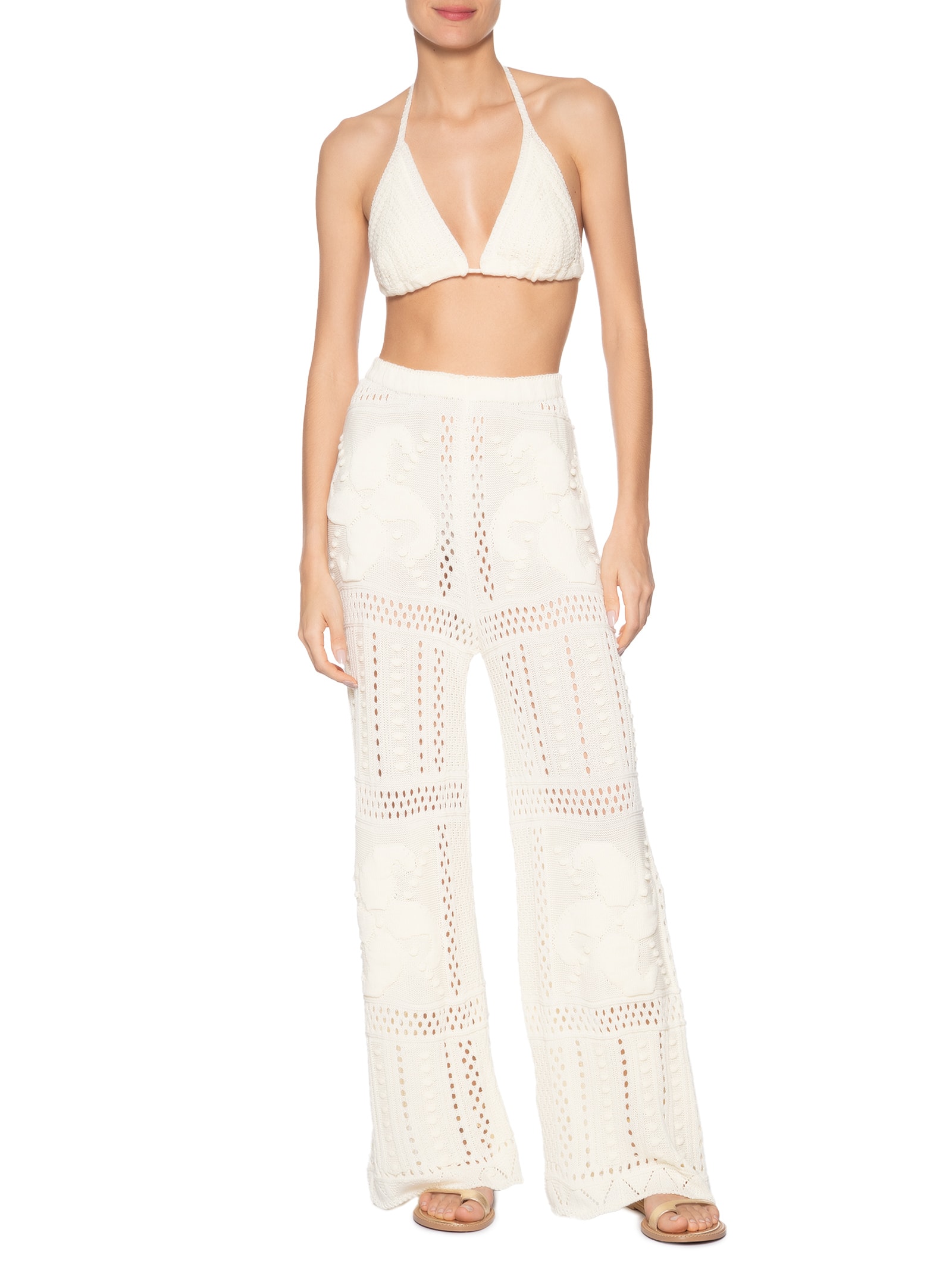 Conjunto Feminino Beachwear Em Tricot Off White Mktbeach