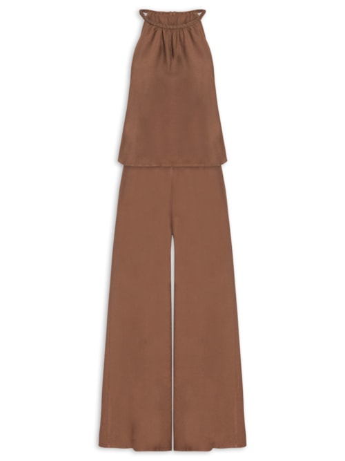 Conjunto Feminino Blusa Alcinha E Calça Pantalona – Marrom