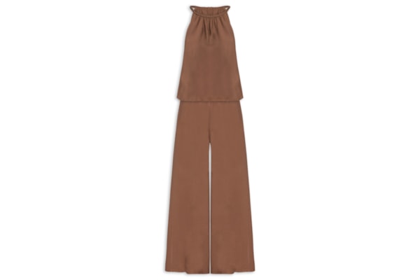 Conjunto Feminino Blusa Alcinha E Calça Pantalona - Marrom